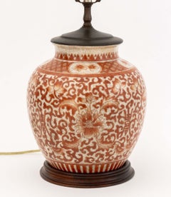 Vaso da zenzero in porcellana cinese d’epoca trasformato in lampada
