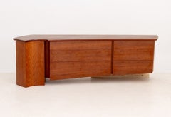 James Schriber Attributed Floating Wall-Mounted Fruitwood Console