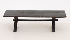 Japanese Ebonized Wood Bench, Meiji Period, 19th Century