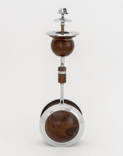 Cendrier Art déco « Rollodor » de Belmet, en noyer, à roulettes et à nivellement automatique, vers 1930