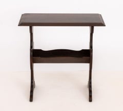 Vintage Mahogany Magazine Rack End Table with Carved Wood Supports