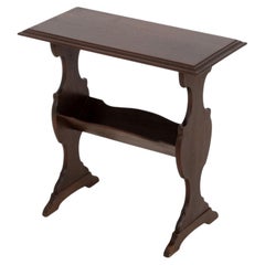 Vintage Mahogany Magazine Rack End Table with Carved Wood Supports
