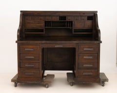 Antique Derby Desk Co. Oak Rolltop Desk with Tambour Door