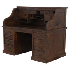 Antique Derby Desk Co. Oak Rolltop Desk with Tambour Door