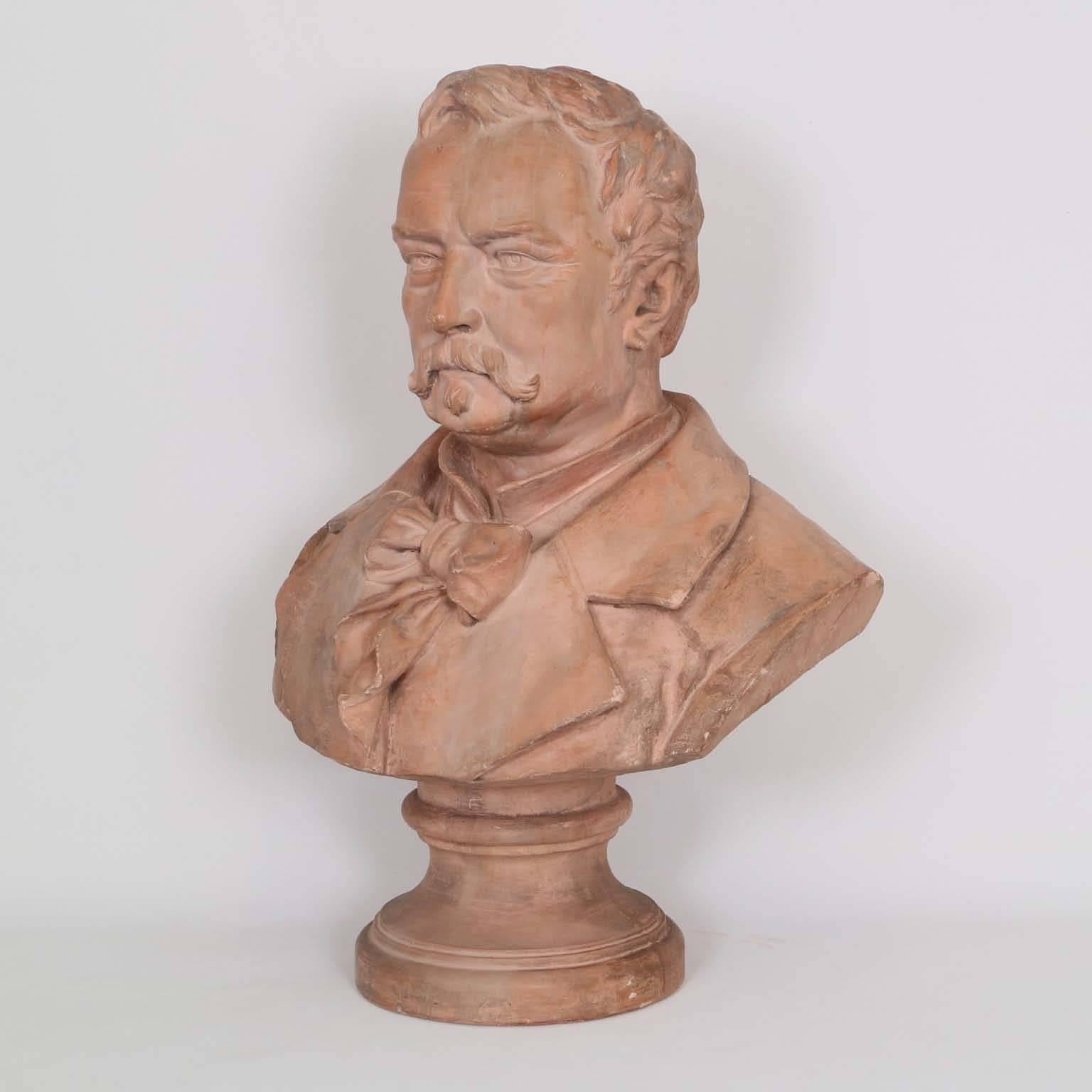 French Terracotta Bust of Victor Hugo, Signed and Dated In Good Condition In New York, NY