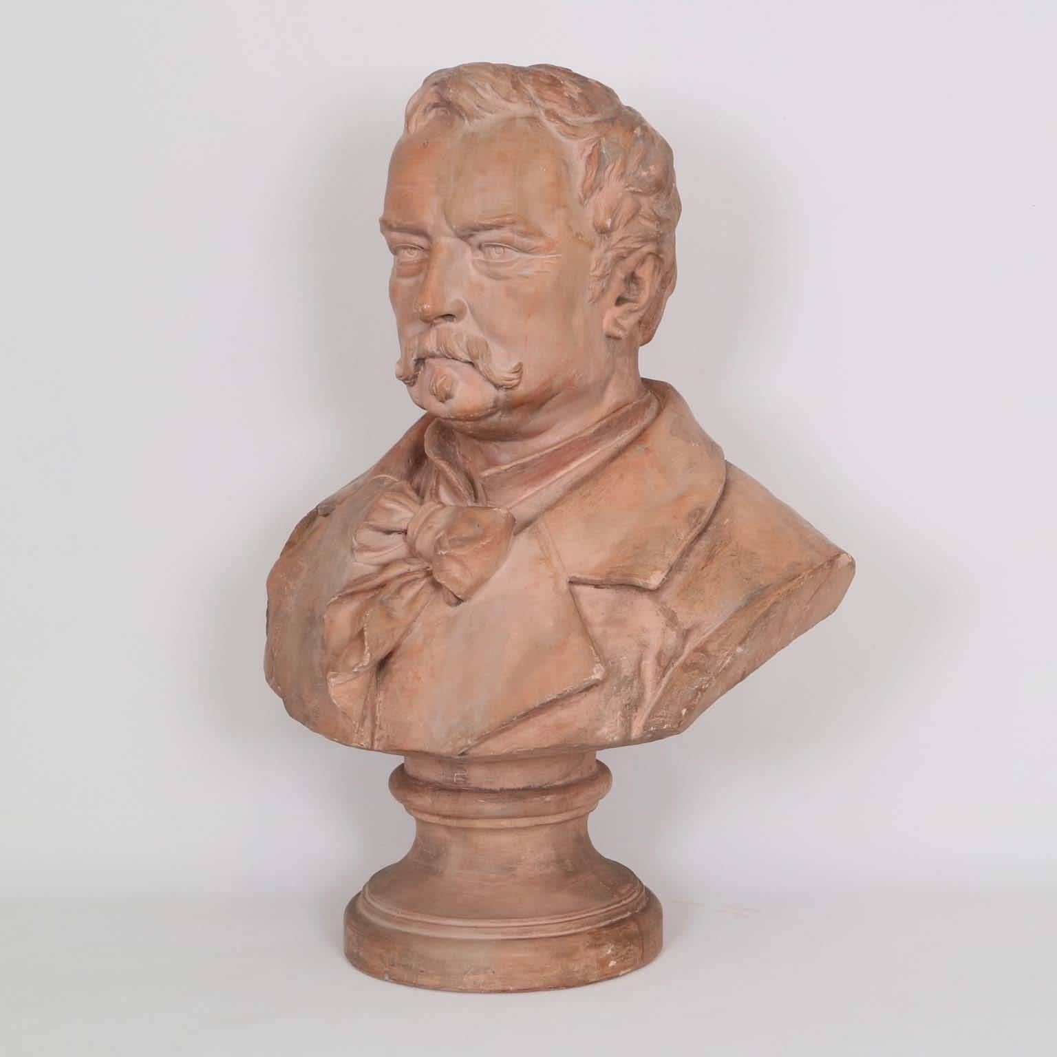 French Terracotta Bust of Victor Hugo, Signed and Dated In Good Condition In Astoria, NY