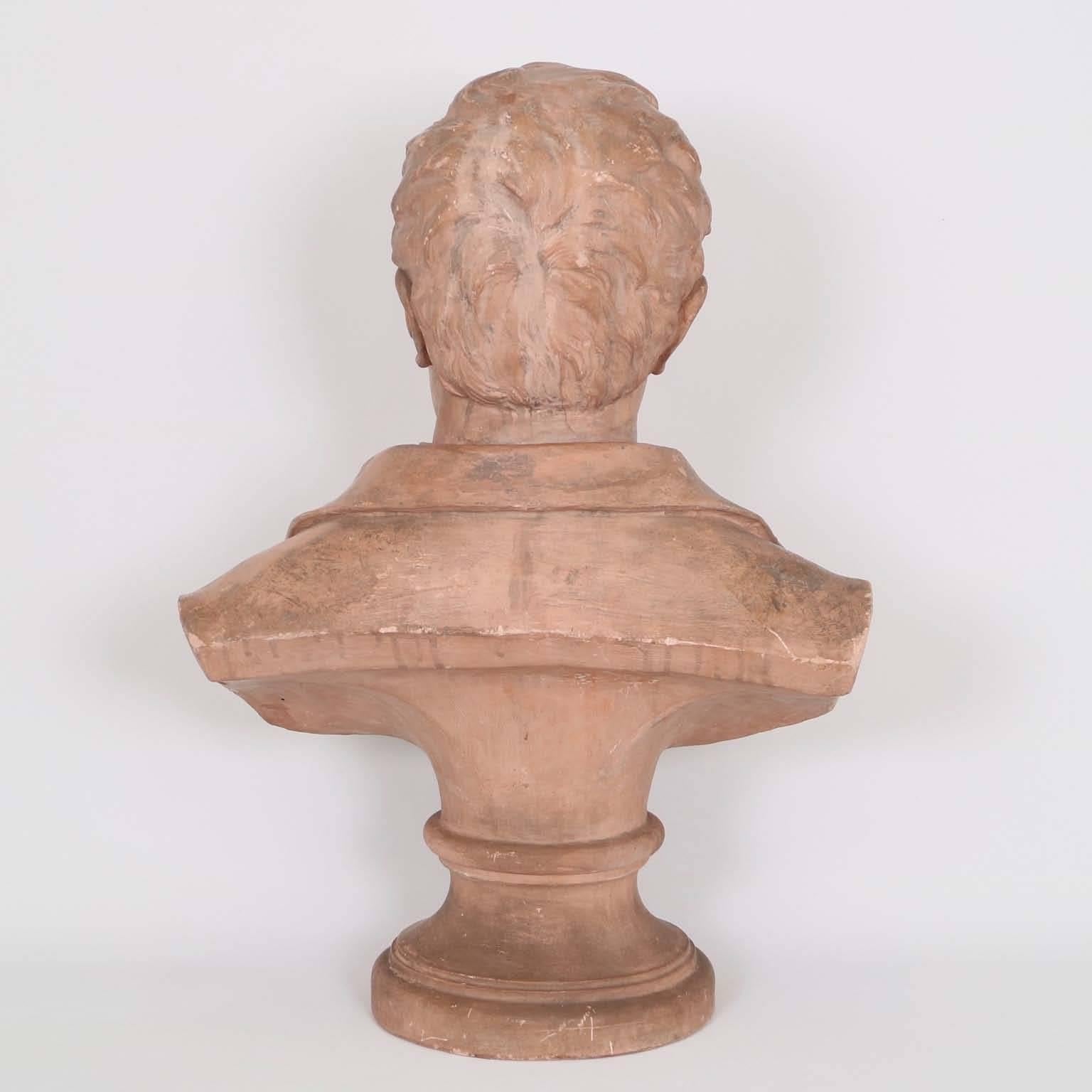 Late 19th Century French Terracotta Bust of Victor Hugo, Signed and Dated