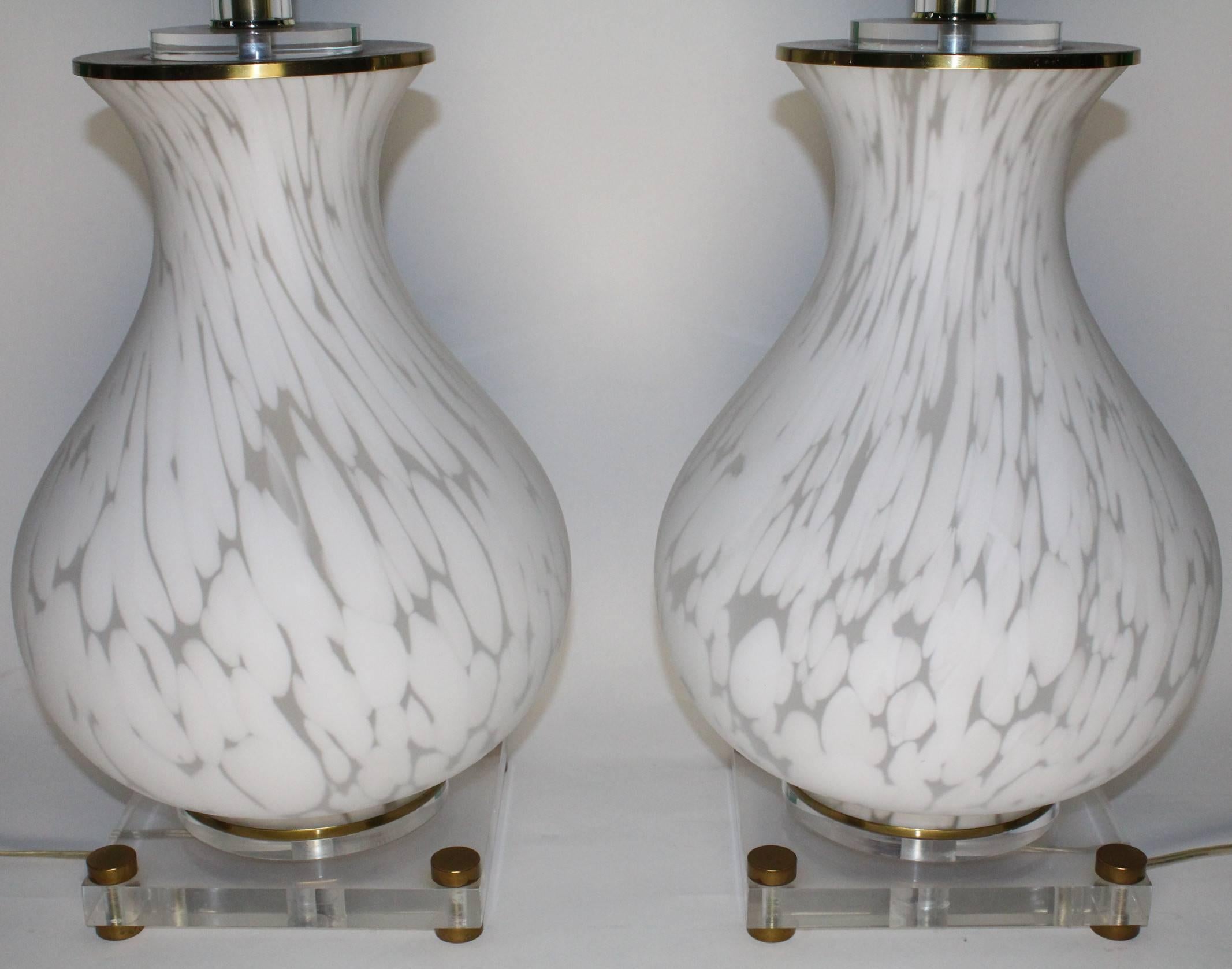 Mid-Century Modern Pair of Mazzega Murano Glass Baluster Lamps