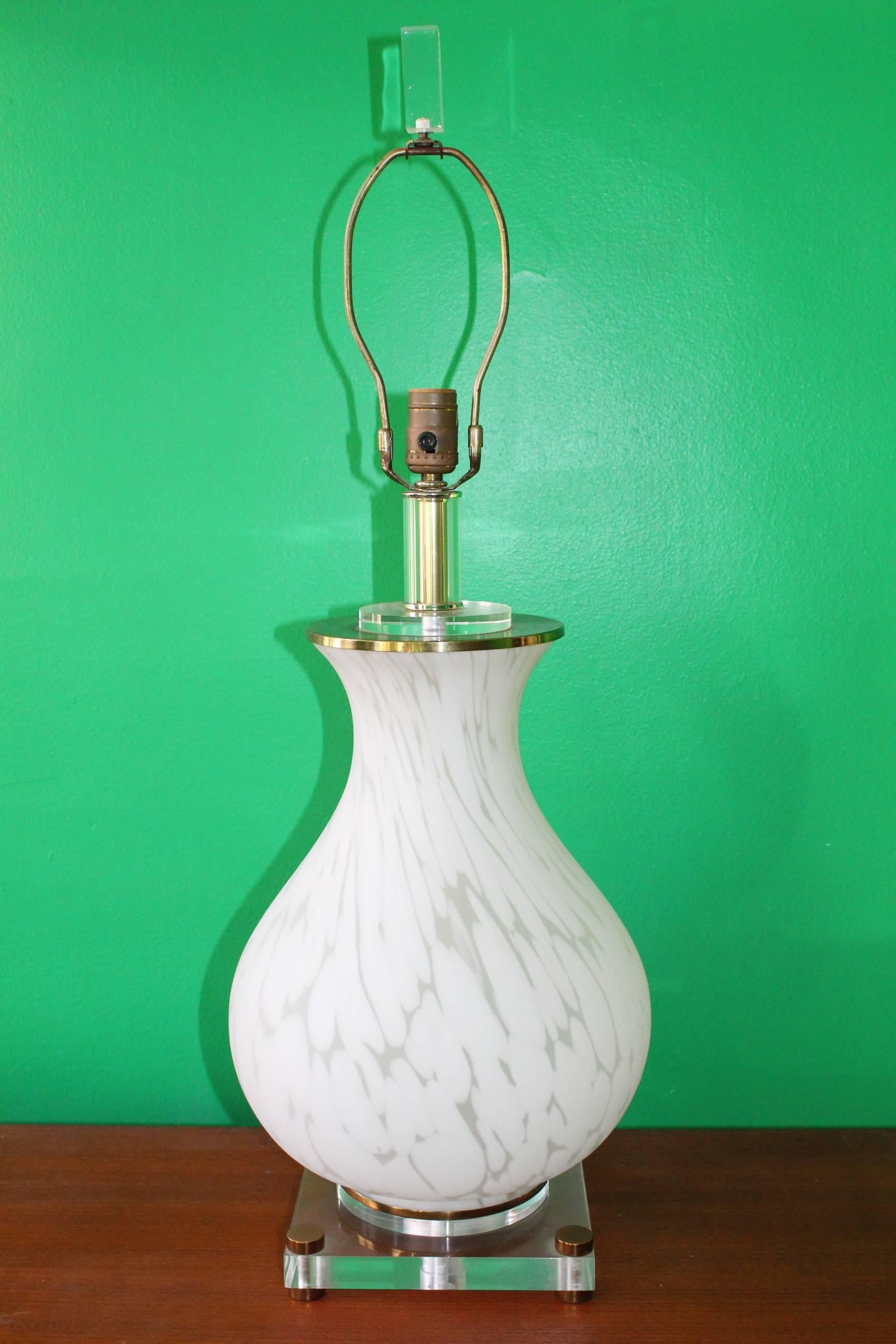 Italian Pair of Mazzega Murano Glass Baluster Lamps