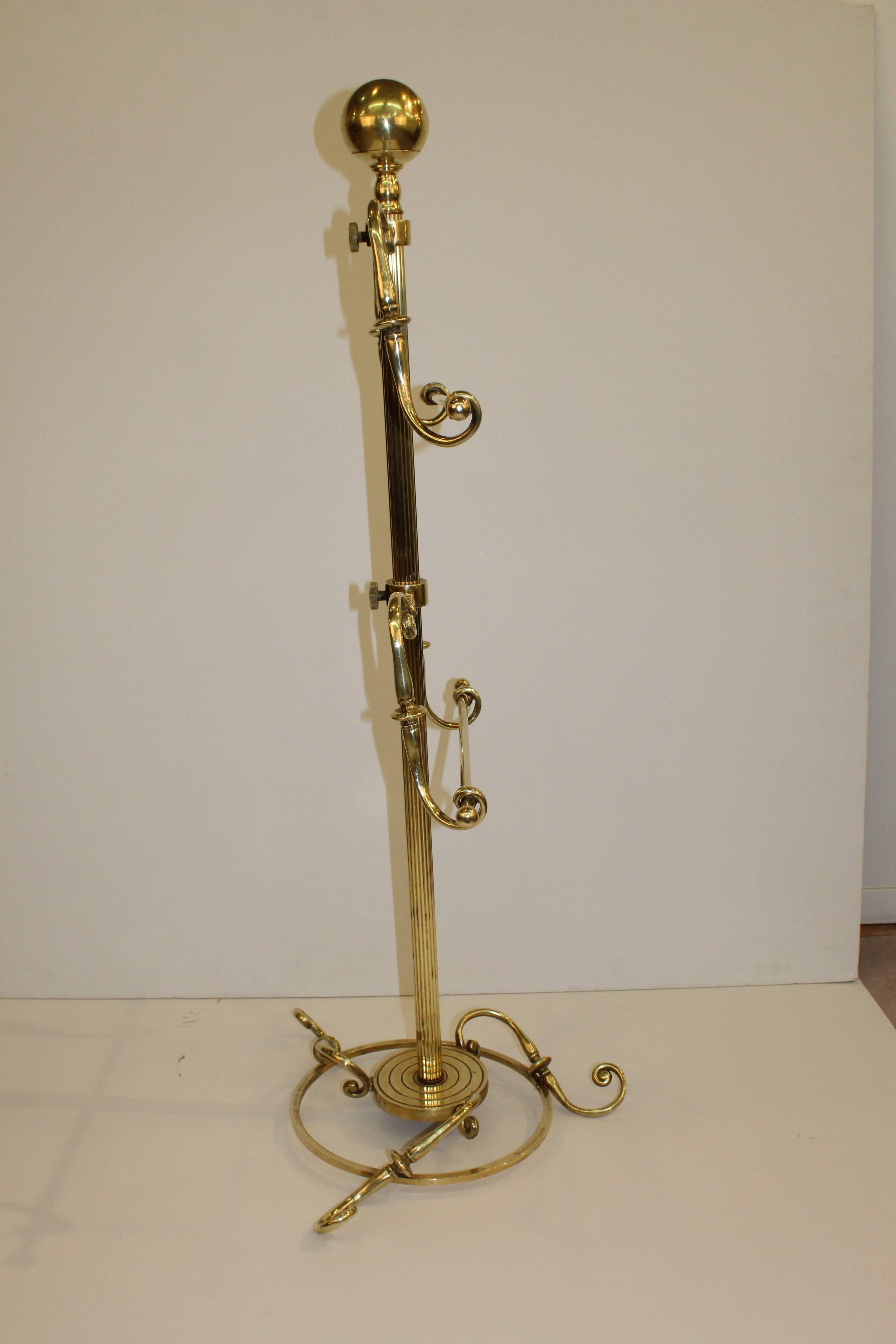 Italian Small Mid-Century Brass Valet or Towel Rack