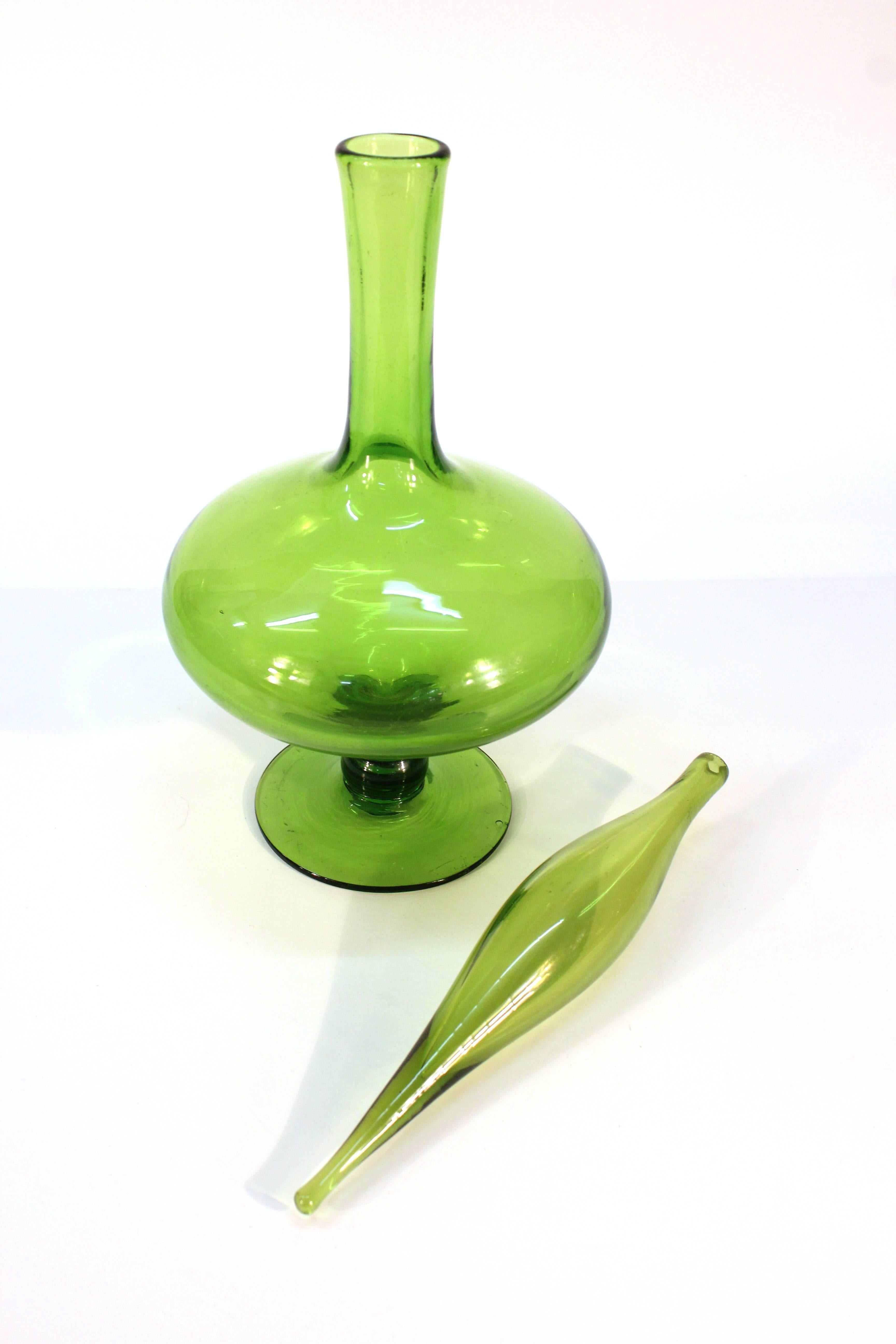 American Collection of Three Olive Glass Pieces by Blenko