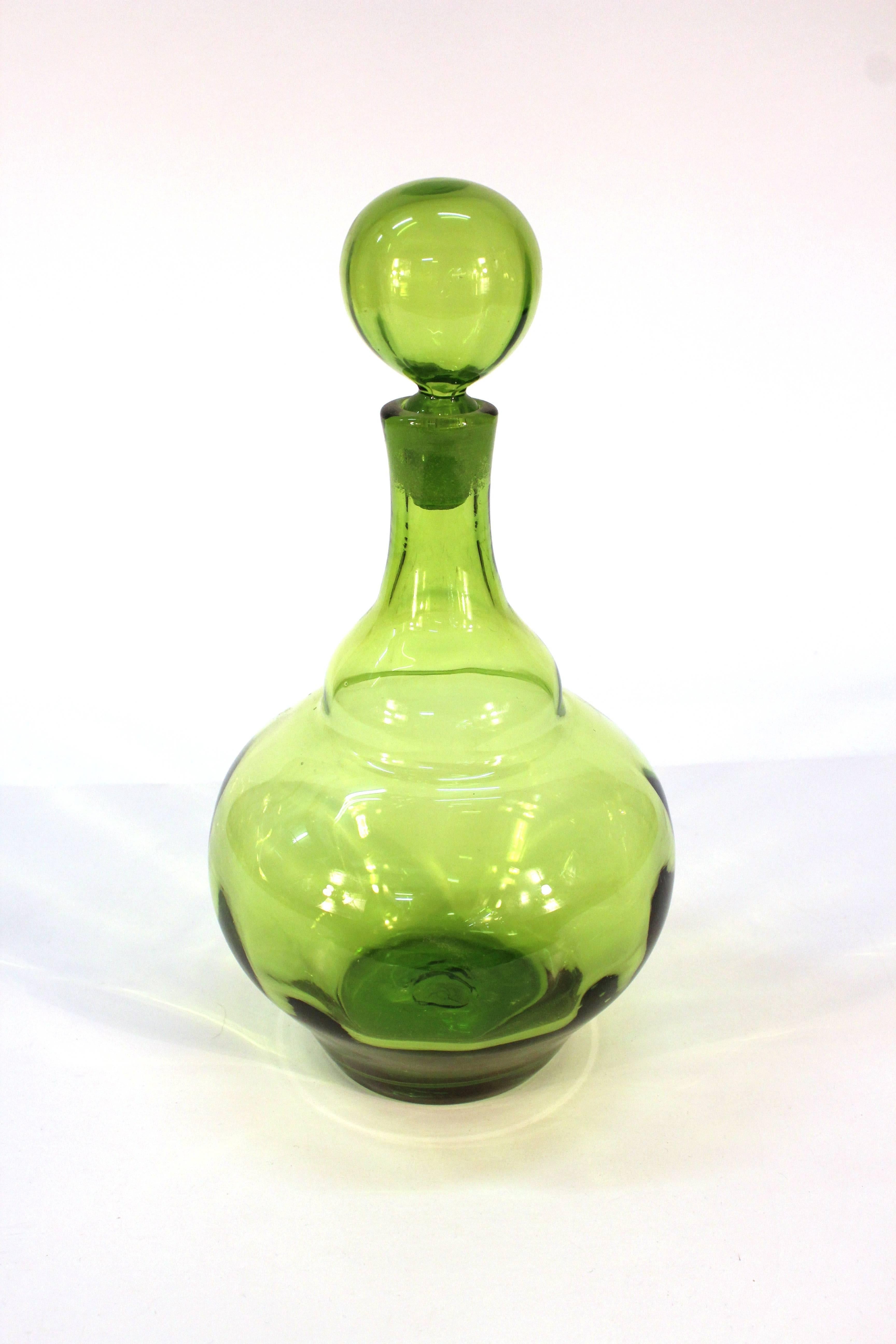 Collection of Three Olive Glass Pieces by Blenko In Excellent Condition In New York, NY