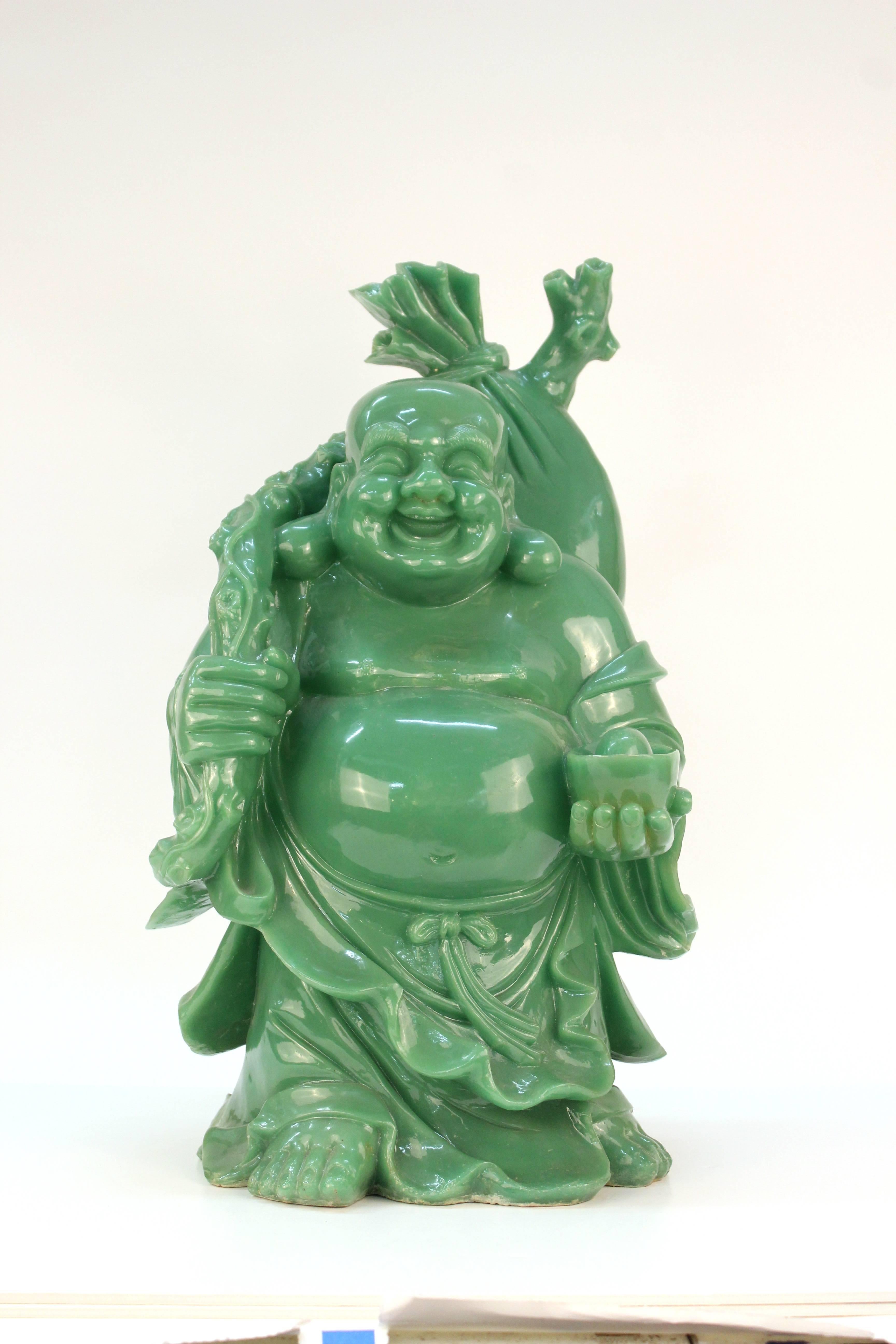 A very large Buddha designed by Dorothy Thorpe in green resin. 

110486