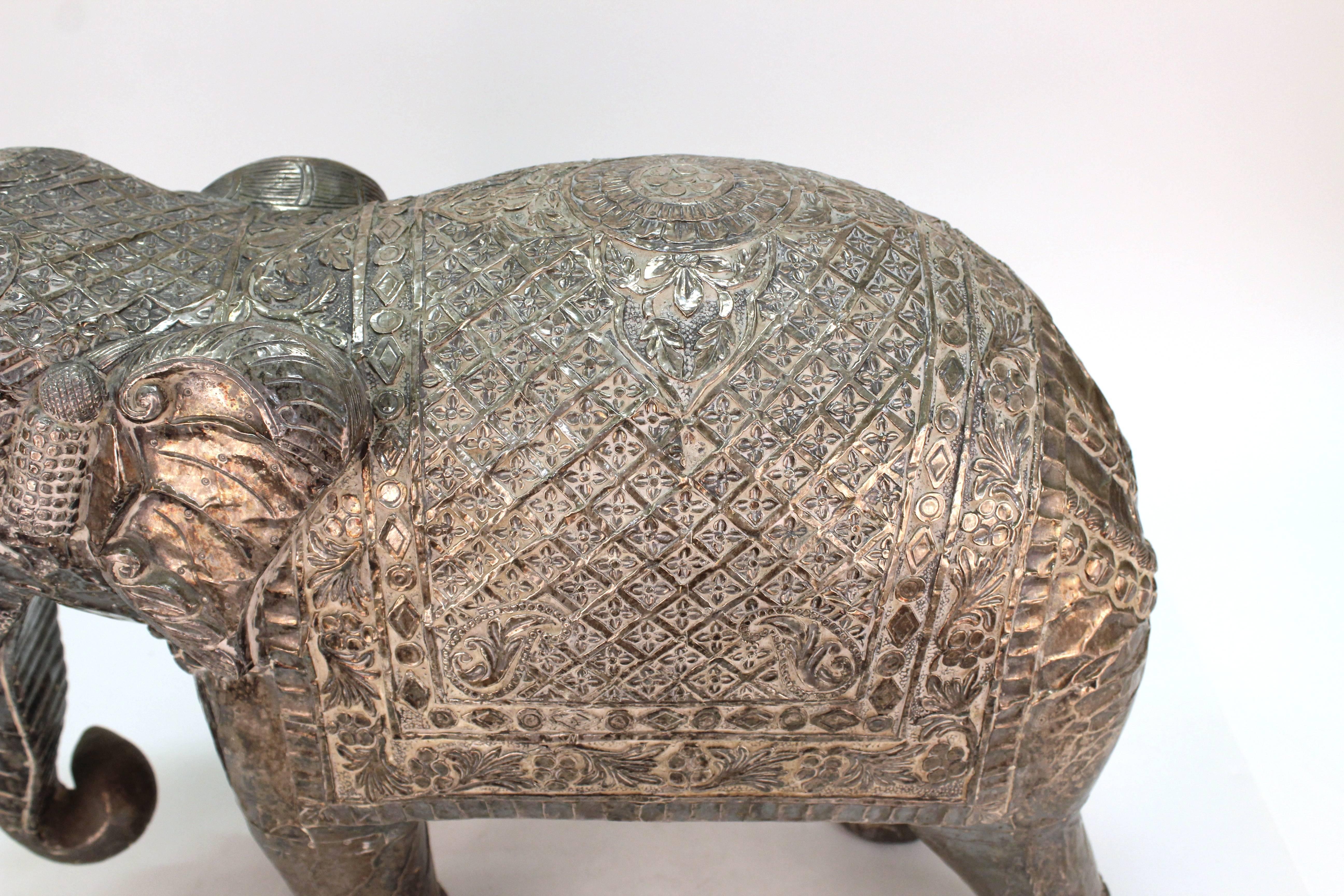 Pair of Silver Indian Elephant Sculptures In Good Condition In Astoria, NY
