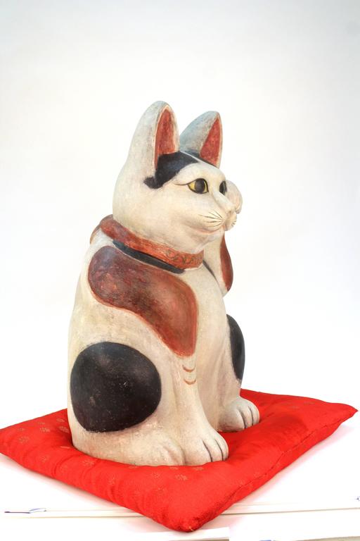 Extremely Rare and Large Japanese Clay of a Cat For Sale at 1stDibs