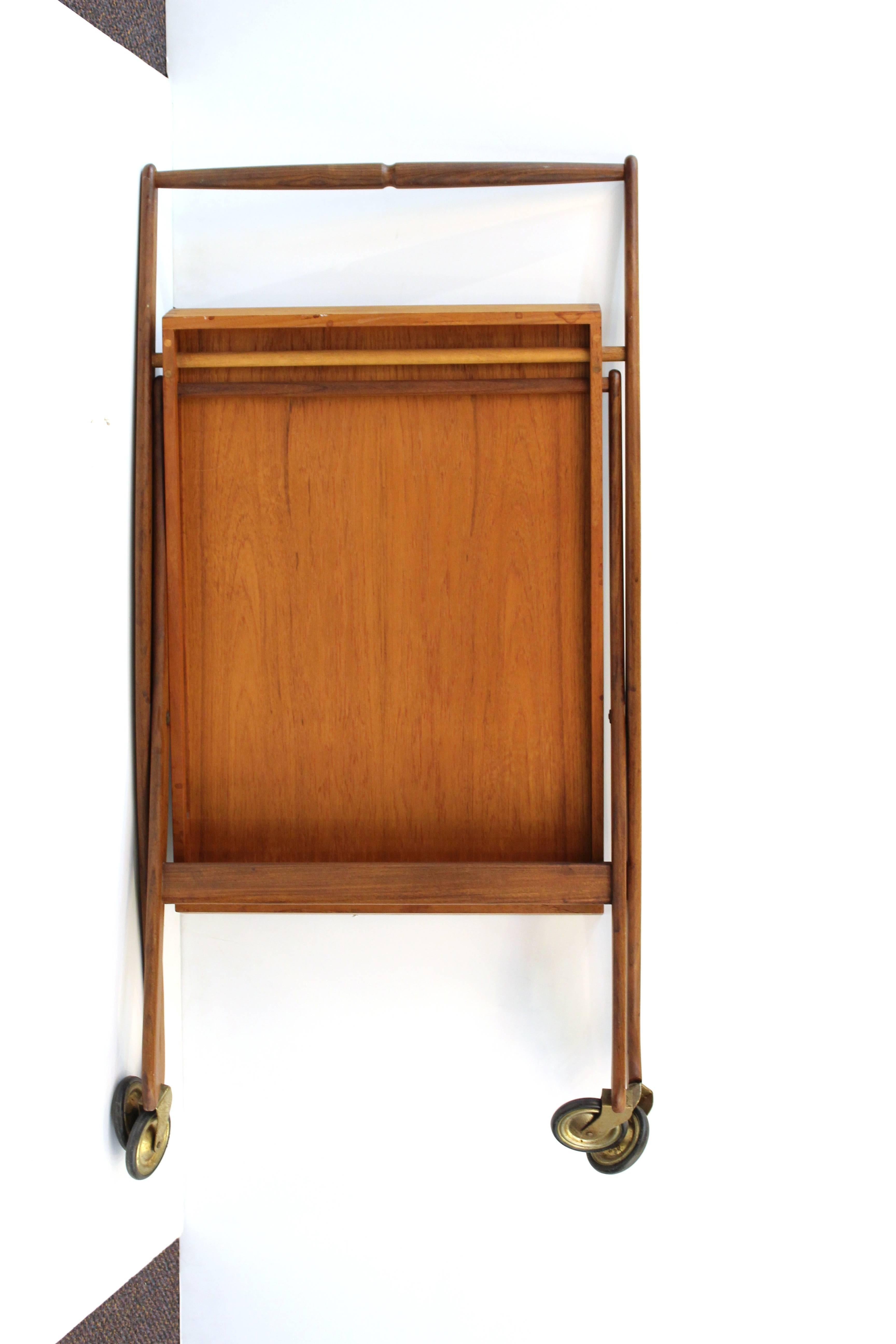 Teak Danish Folding Bar Cart