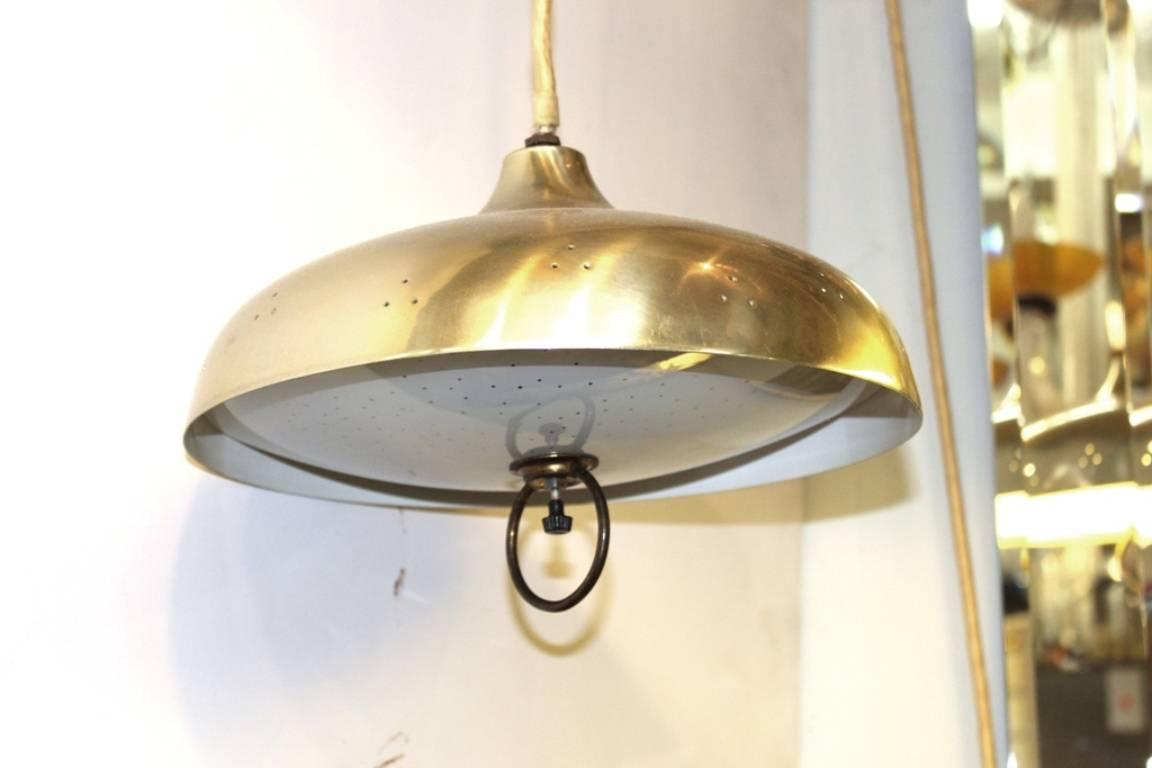 20th Century Pair of Brass and Teak Pendants