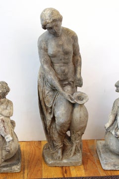 Cast Iron Fountain of Woman with an Urn and Two Putti