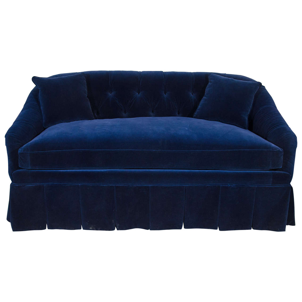 21st Century Blue Velvet Settee