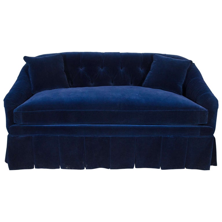 21st Century Blue Velvet Settee For Sale at 1stdibs