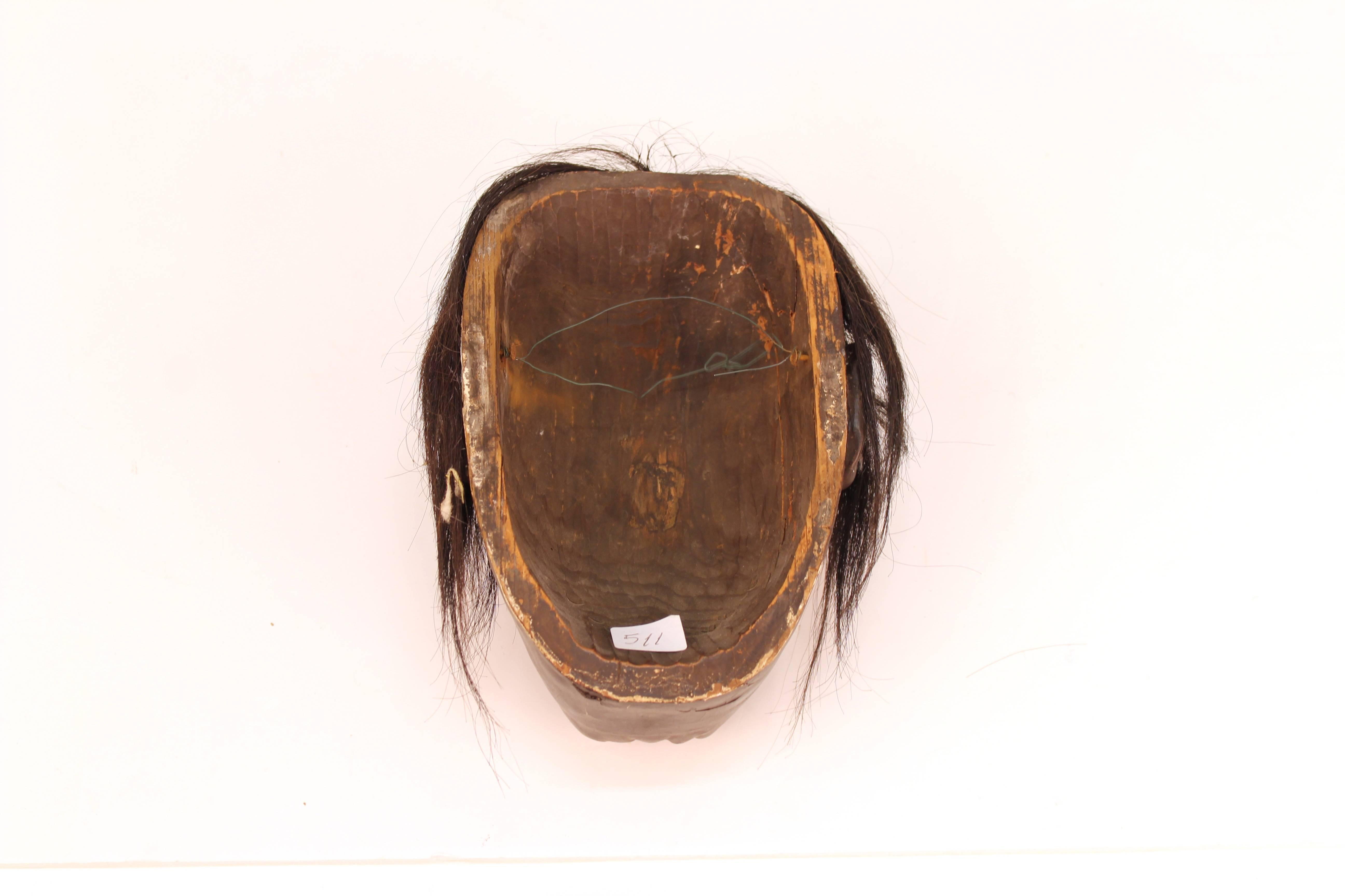 Japanische Edo-Periode Ike-Maske 'Teufelsgesicht' (Holz) im Angebot