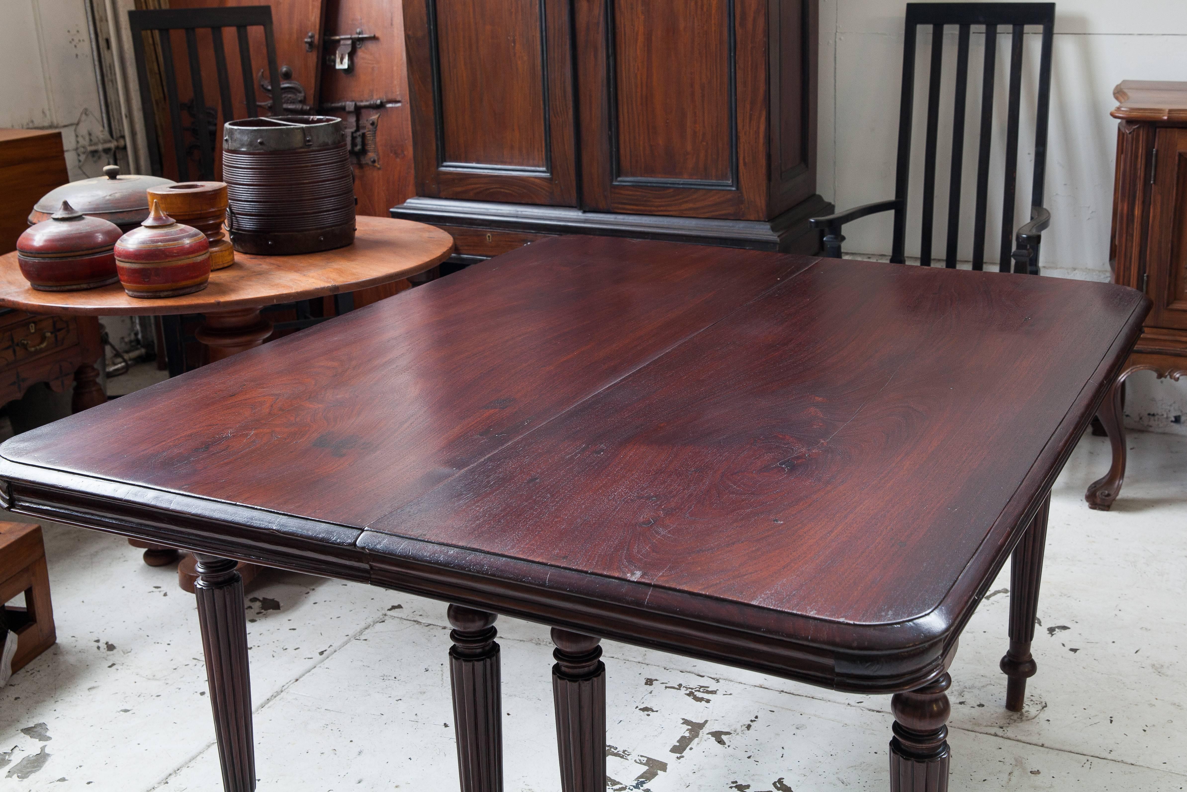 British Colonial Rosewood British Campaign Dining Table For Sale