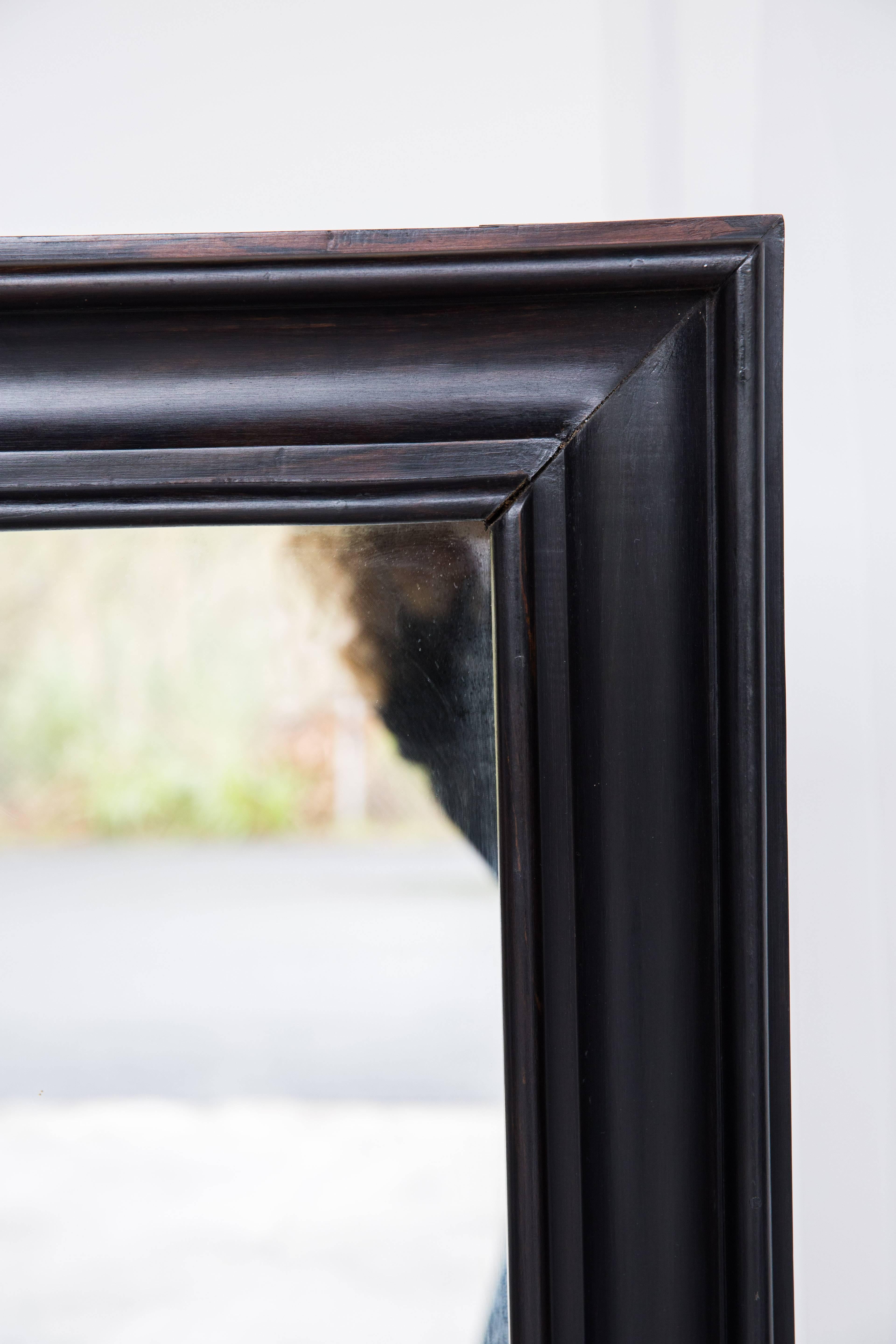 19th Century Dutch Colonial Ebony Framed Mirror For Sale