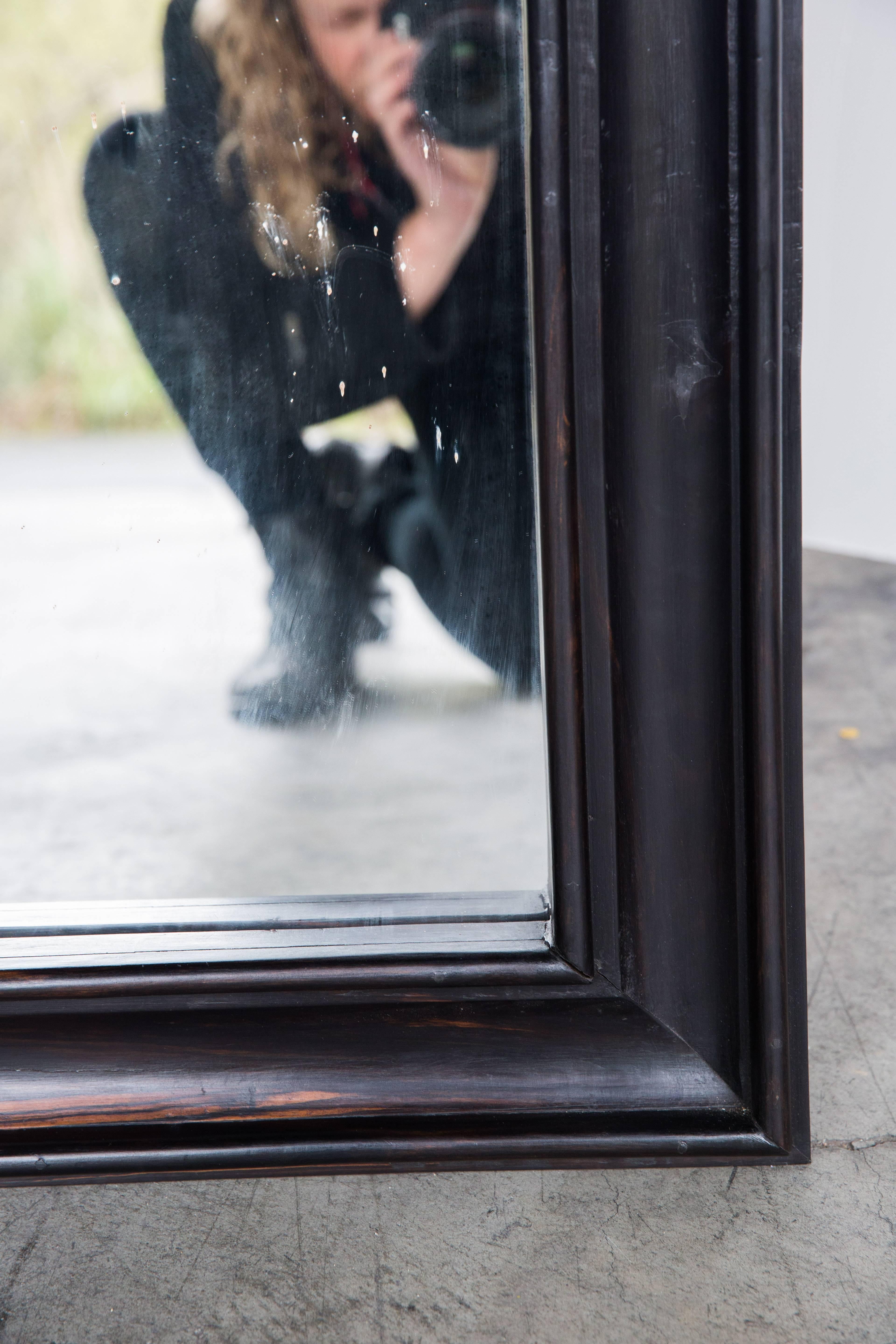 Anglo-Indian Dutch Colonial Ebony Framed Mirror For Sale