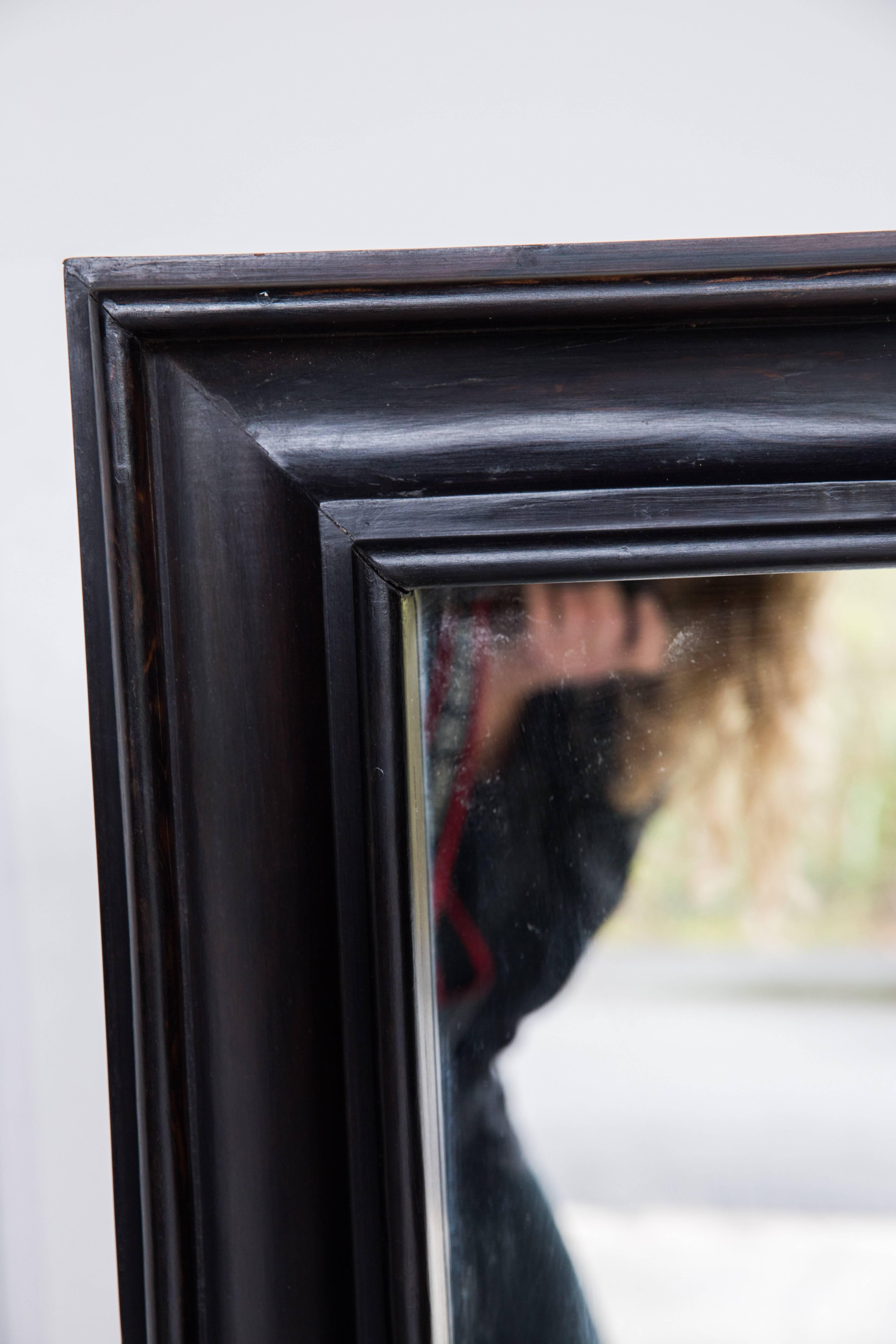 Dutch Colonial Ebony Framed Mirror In Good Condition For Sale In Richmond, CA
