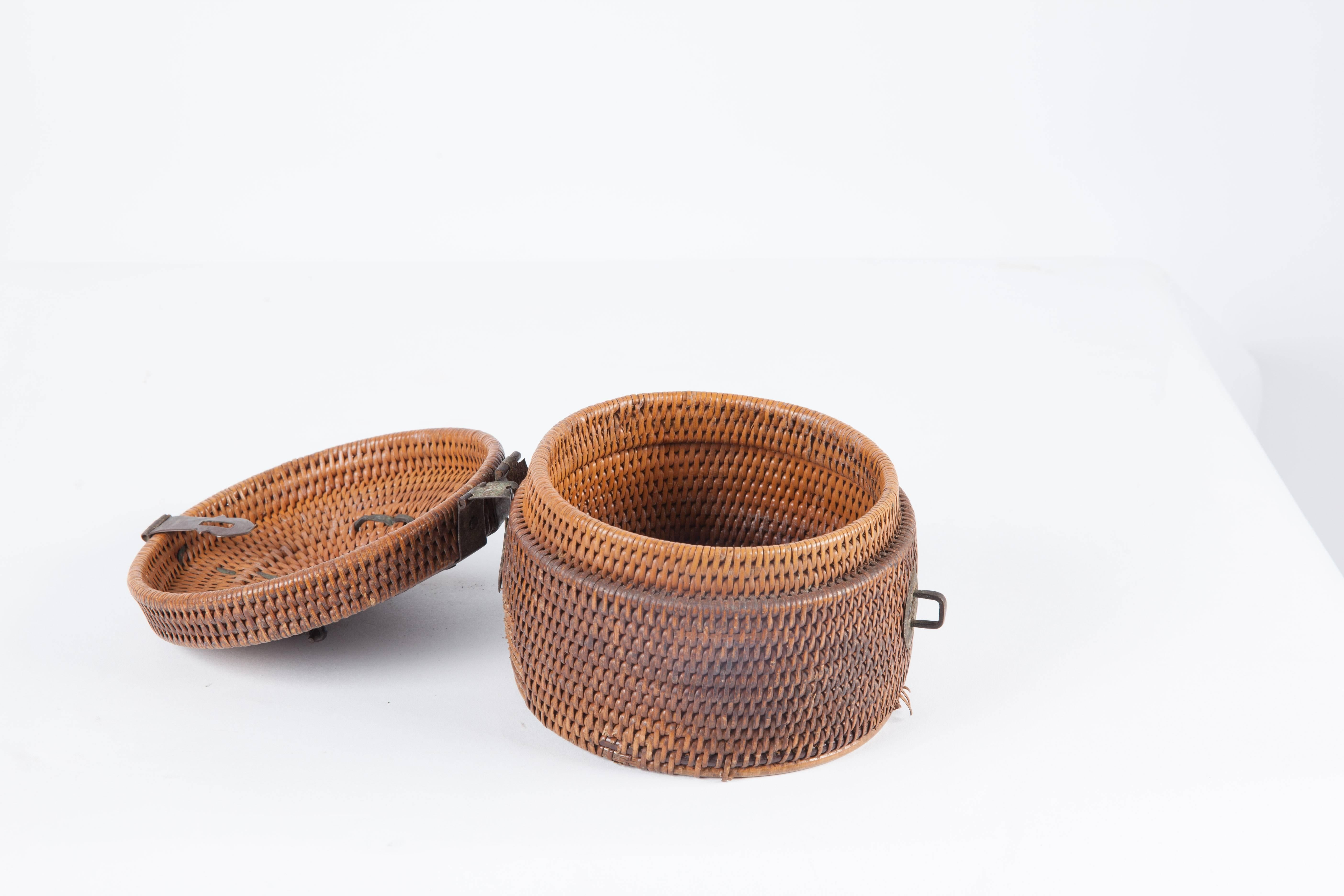 Indian Small Rattan Basket from Southern India For Sale