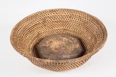 Rattan Bowl with Wood Internal Bottom from Southern India