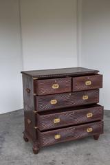 Indo-Portuguese Rosewood Chest of Drawers with Sunburst Pattern