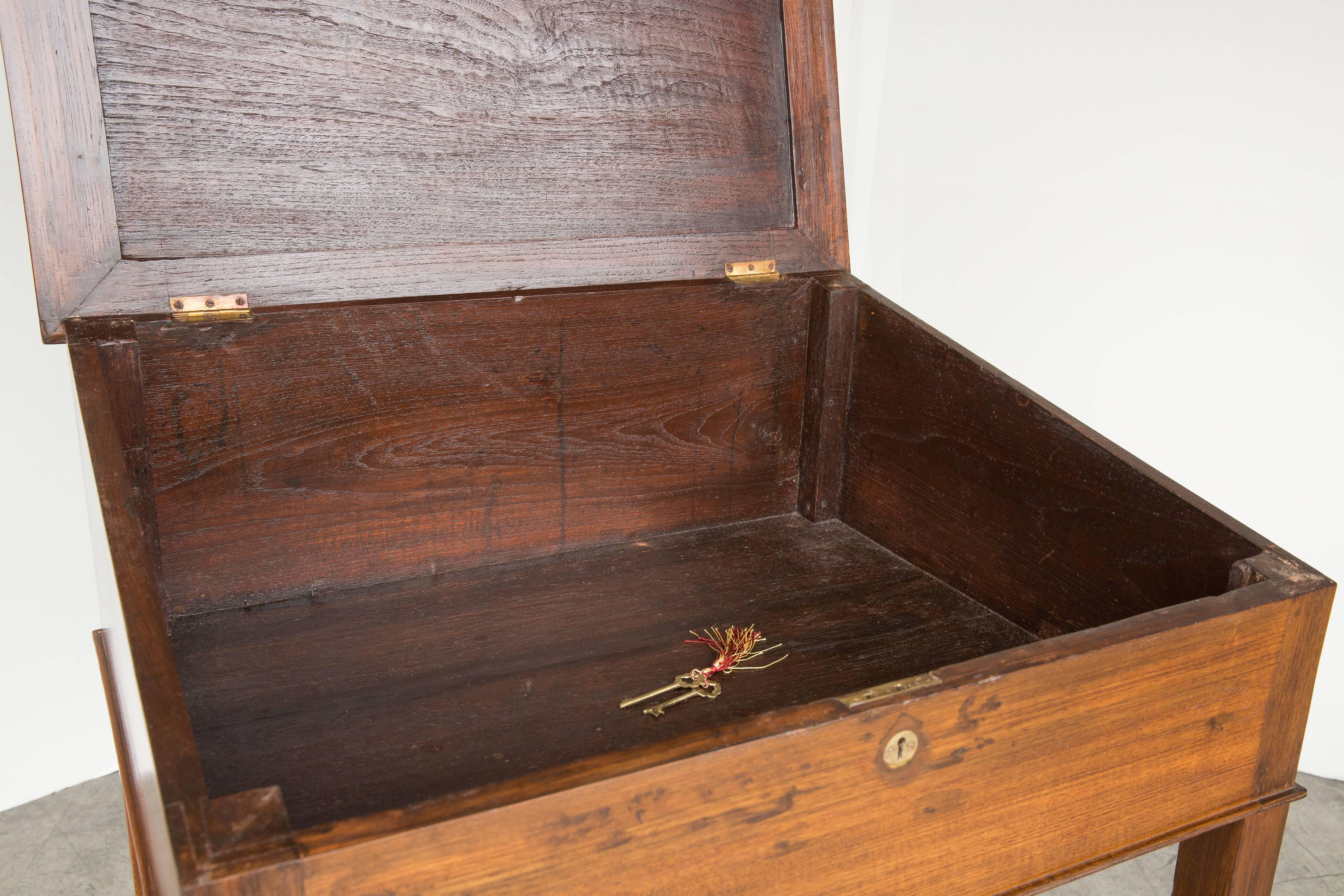Leather Anglo-Indian Teak Scribes Desk For Sale