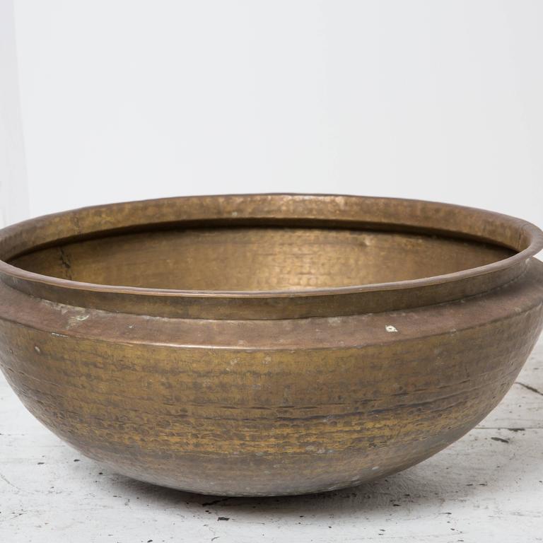 Large Solid Brass Indian Cooking Pot For Sale at 1stDibs