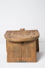 Wood Stool with Carved Seat from Suriname