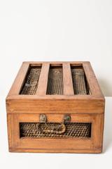 Early 20th Century Rattan Picnic Basket with Teak Frame