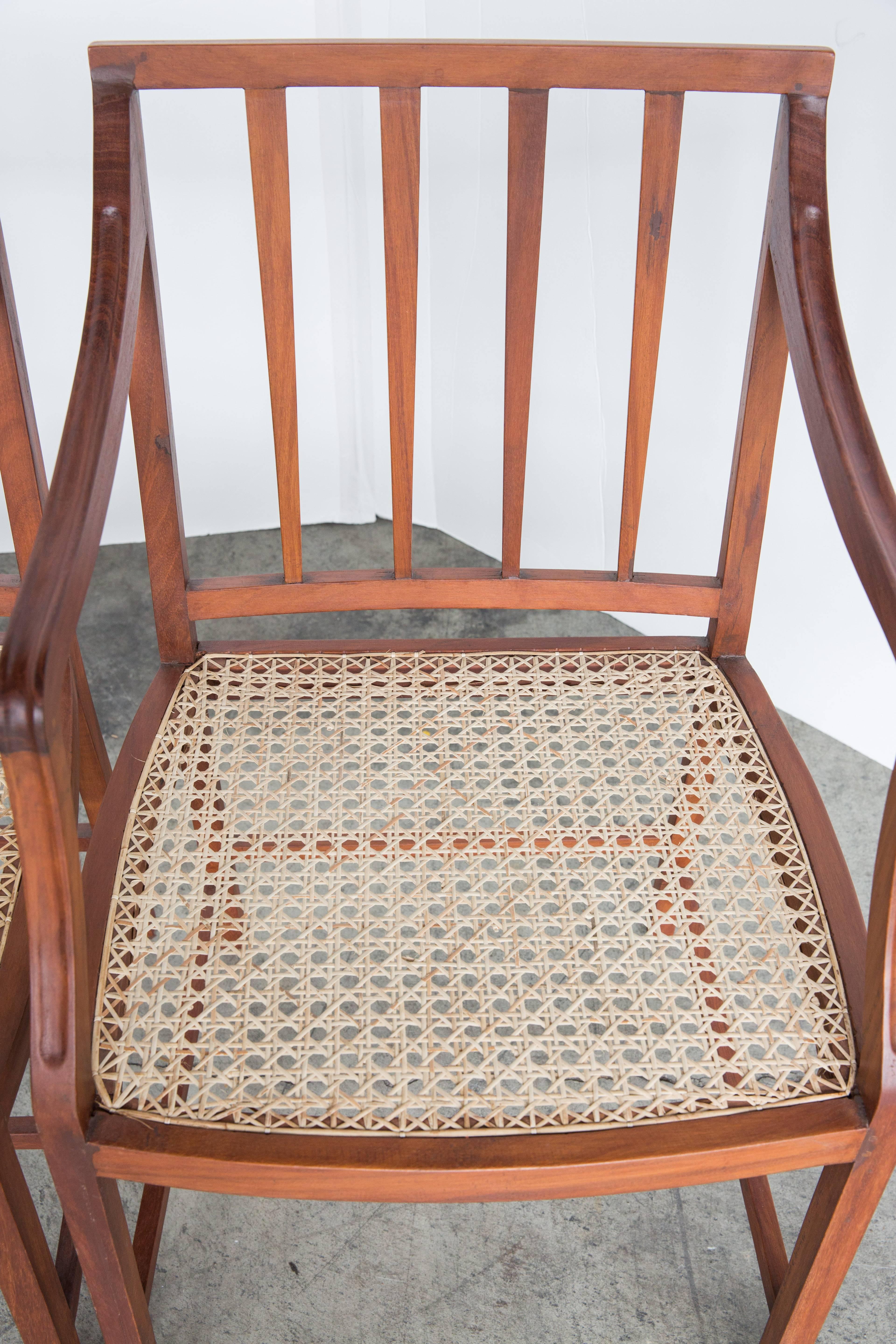 Contemporary Set of Four Stylish Caned Chairs in Rare Nadun Wood For Sale