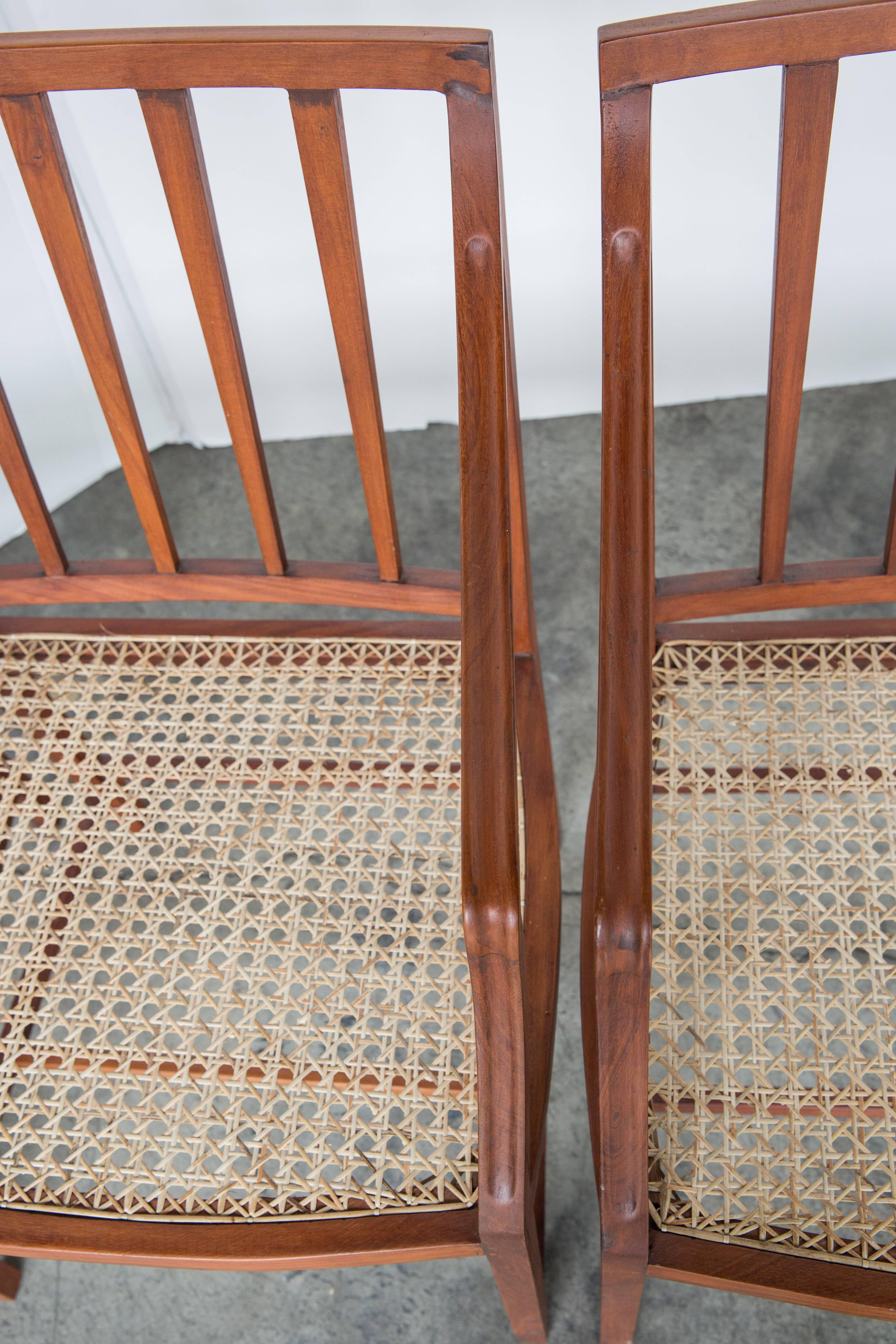 Set of Four Stylish Caned Chairs in Rare Nadun Wood For Sale 1
