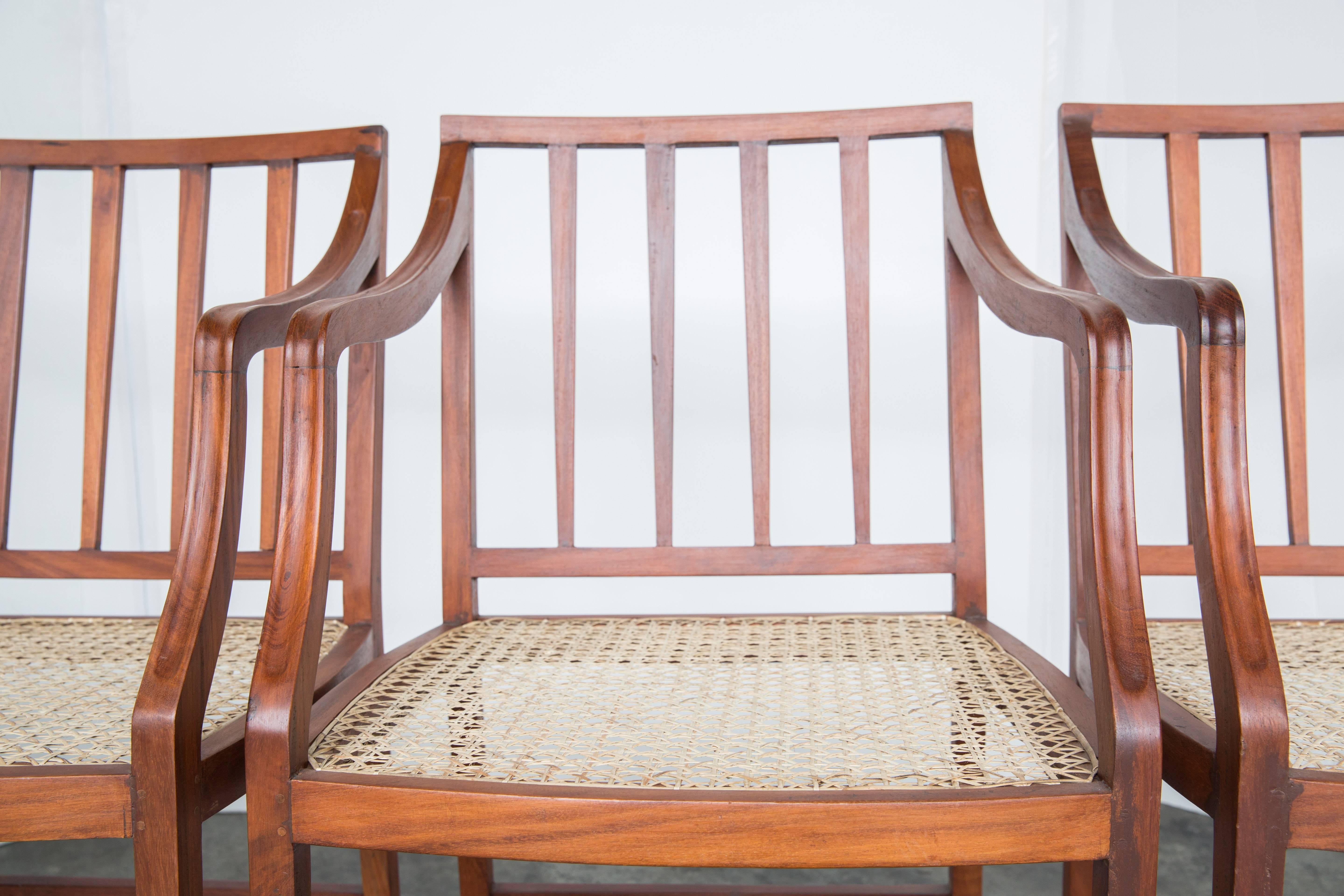 Set of Four Stylish Caned Chairs in Rare Nadun Wood For Sale 2
