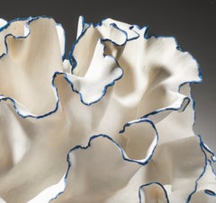 Ruffled Blue and White Porcelain Sculpture, Sandra Davolio