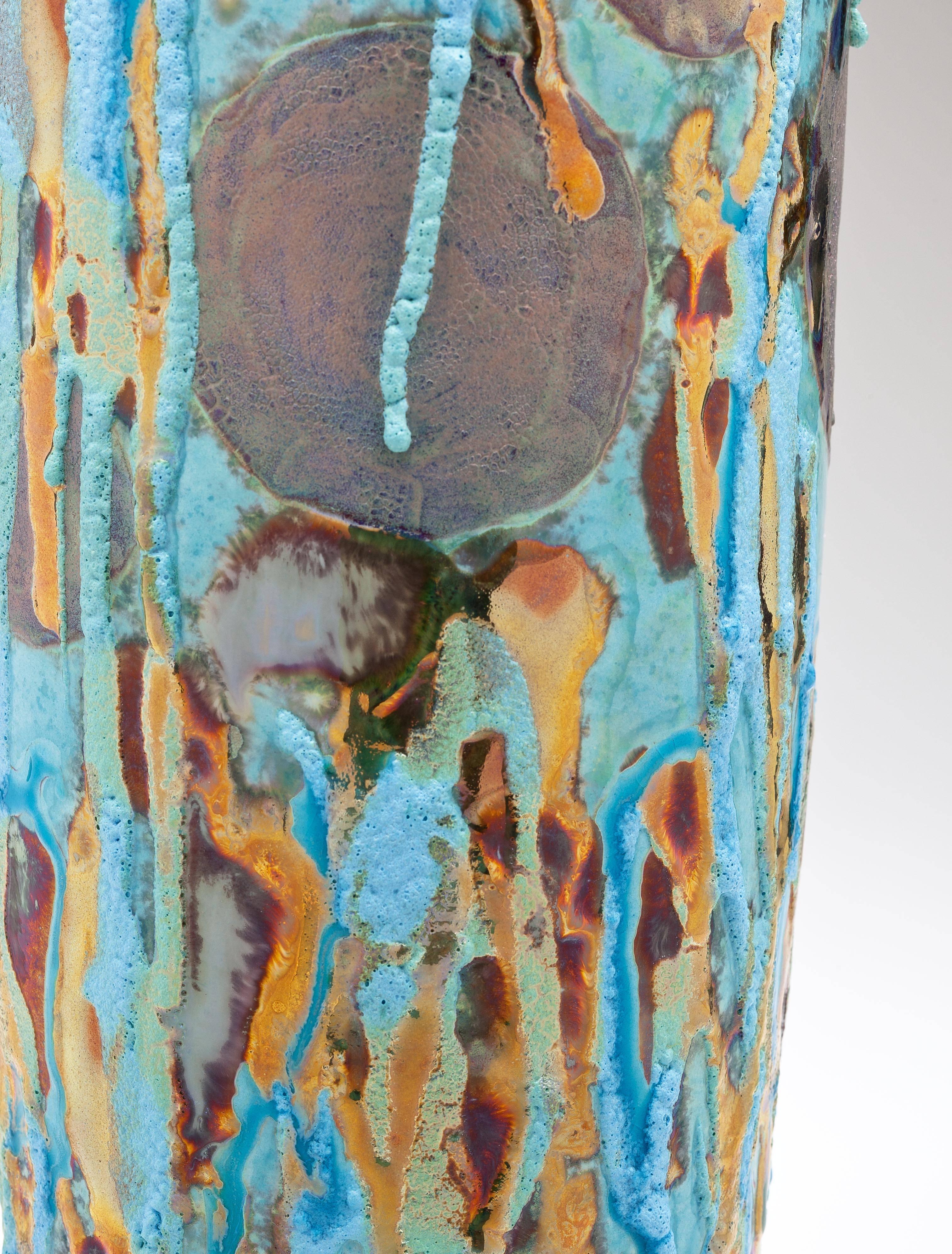 Glazed Luster Pottery Vase by Paul Katrich, circa 2005 For Sale