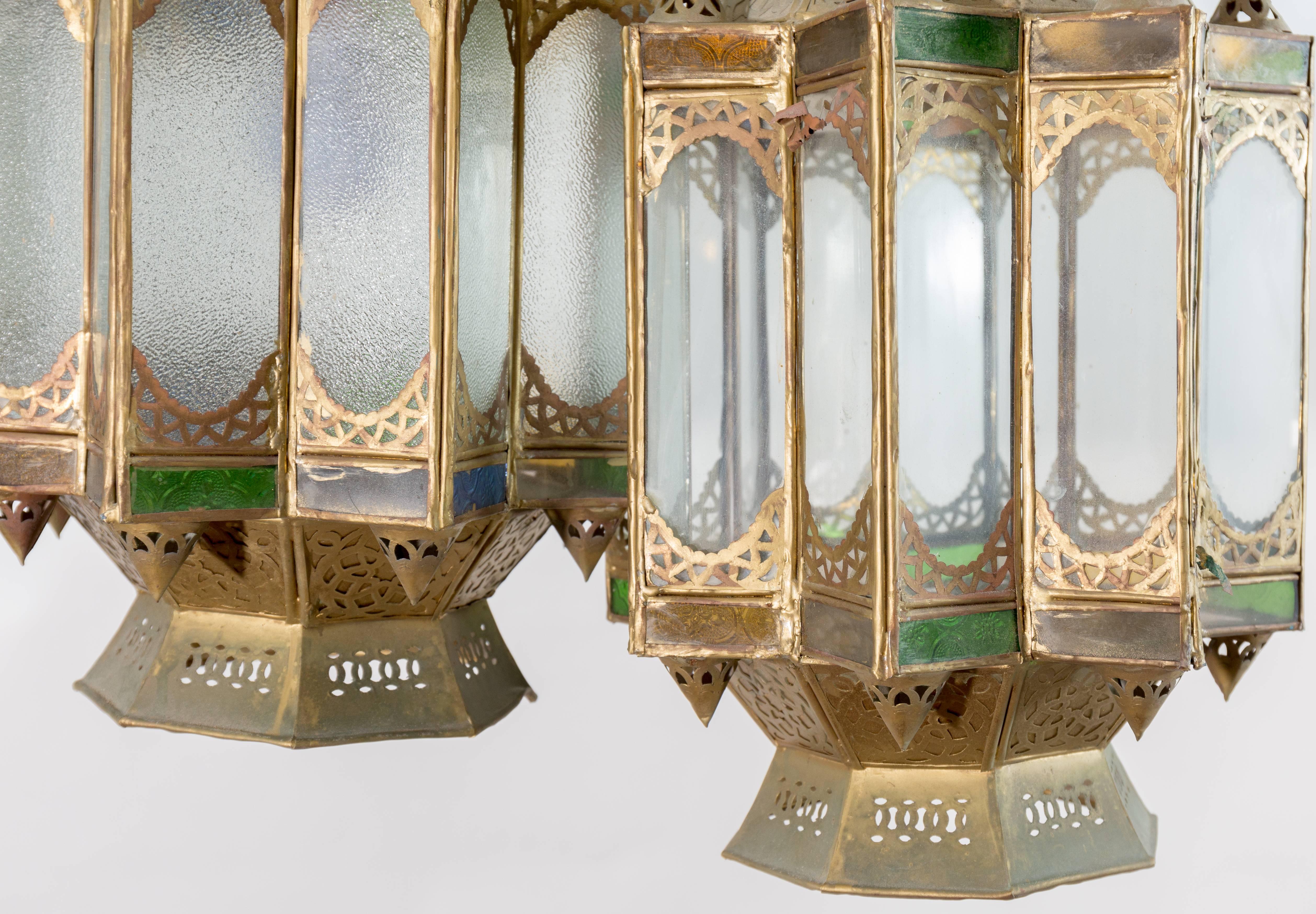 This cluster of five makes a statement all together. The pieces are less than perfect. Like a folk gathering in a gypsy tent these Moroccan pendants will add texture and intrigue to your decor! Wired for bulbs! Candles could work too!