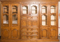 Country French Walnut Baker Secretary with Drop Desk Mini Bar and Lattice Doors