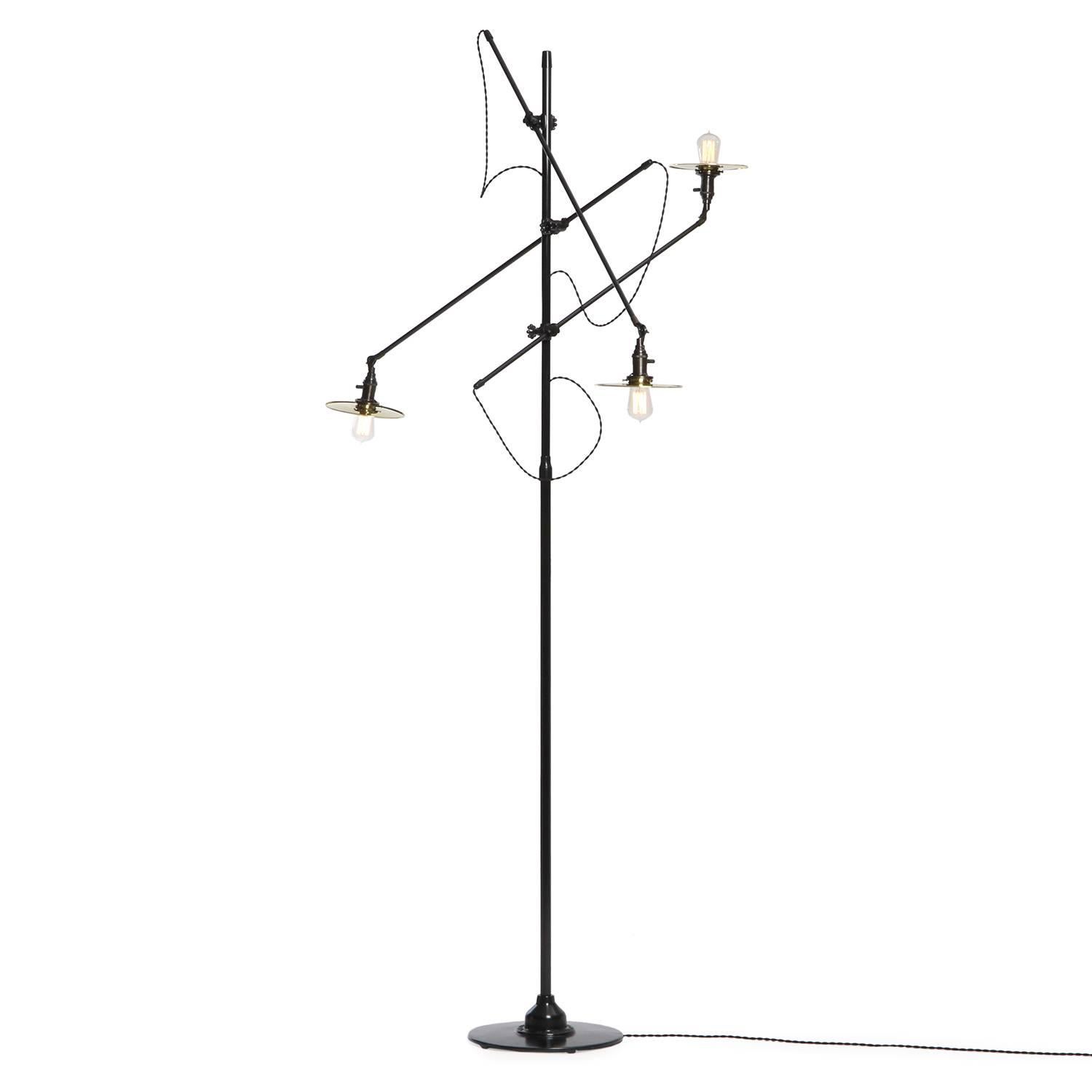 American Adjustable Three-Arm O.C. White Floor Lamp Customized For Sale