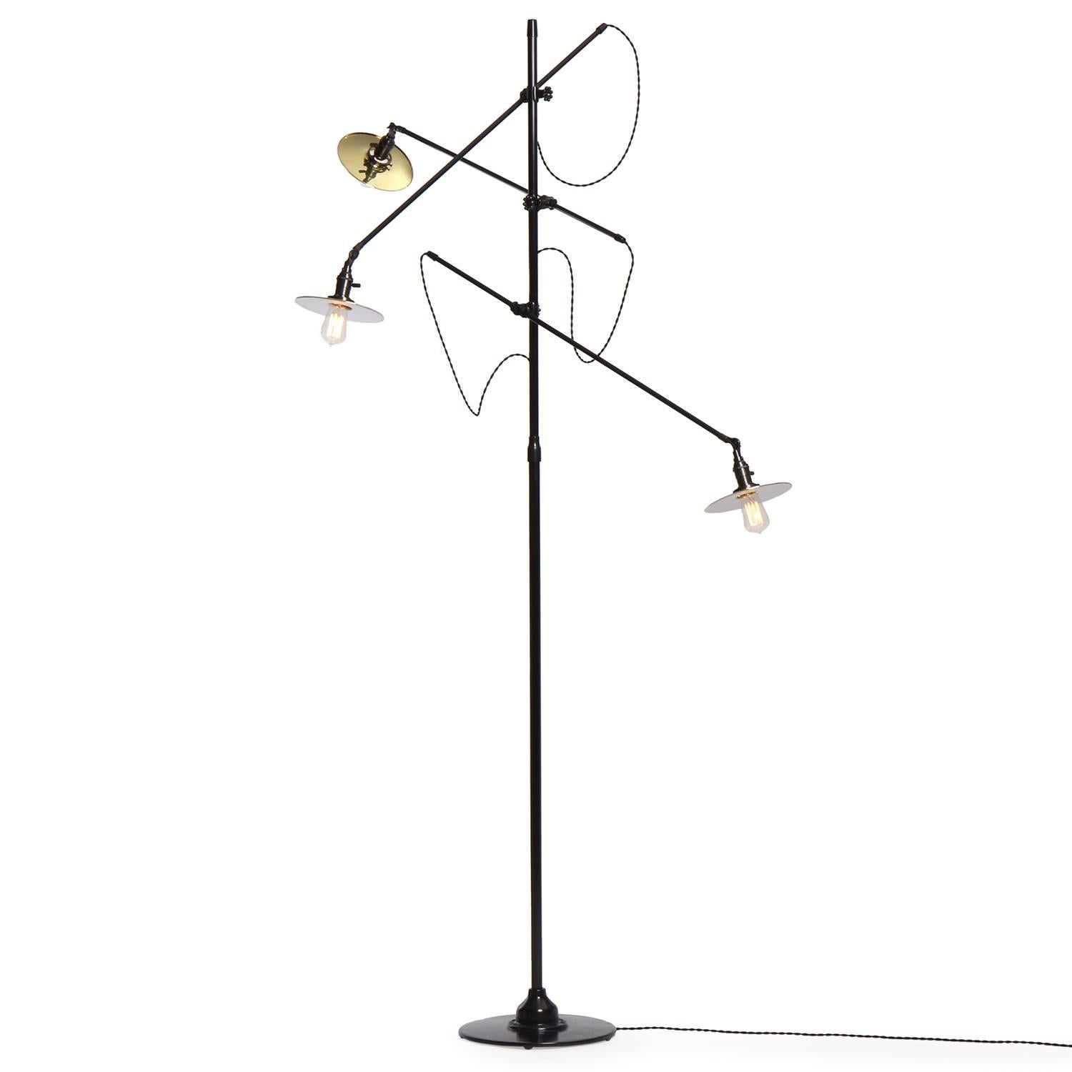 Adjustable Three-Arm O.C. White Floor Lamp Customized In Excellent Condition For Sale In Sagaponack, NY
