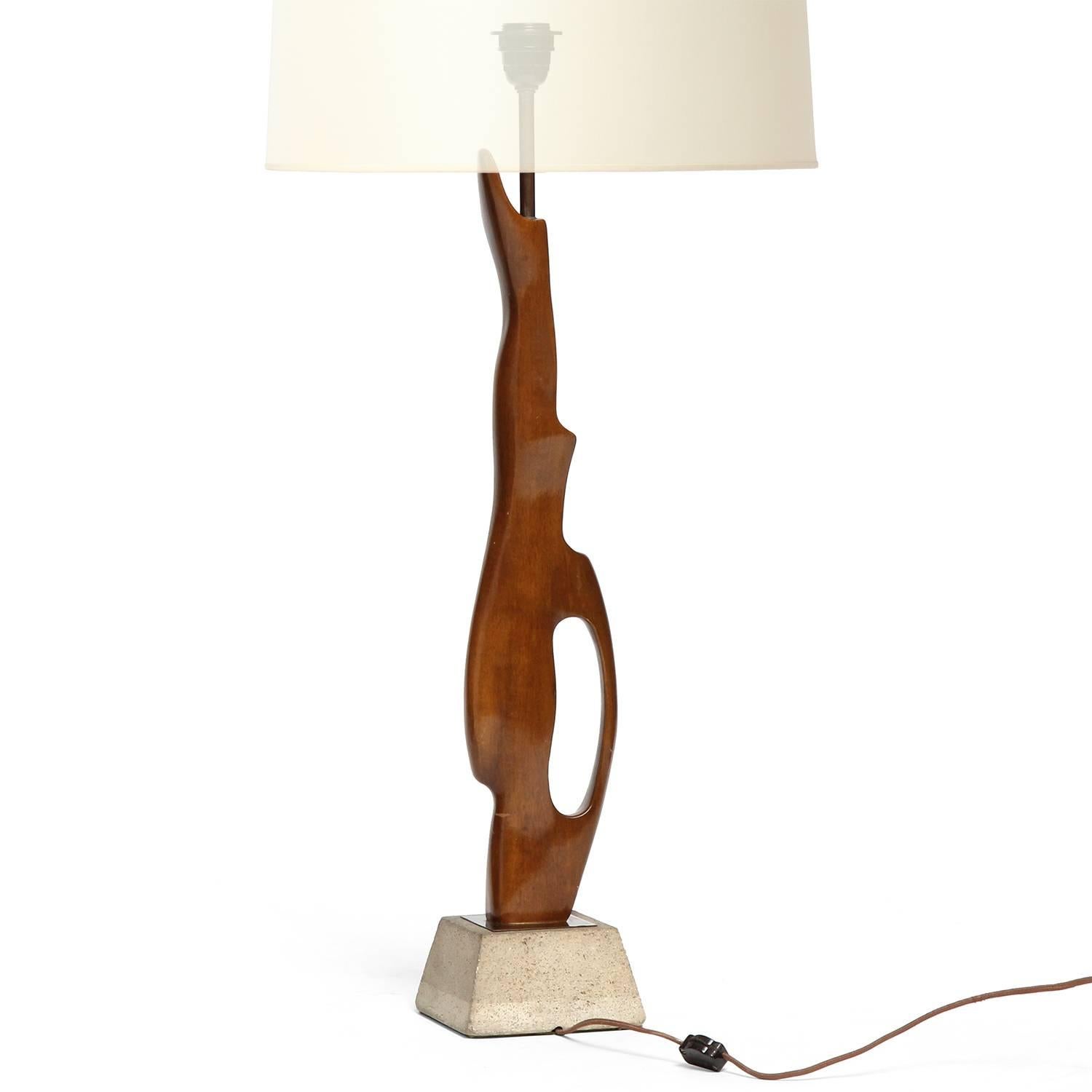 Mid-Century Modern Biomorphic Wooden Table Lamp For Sale
