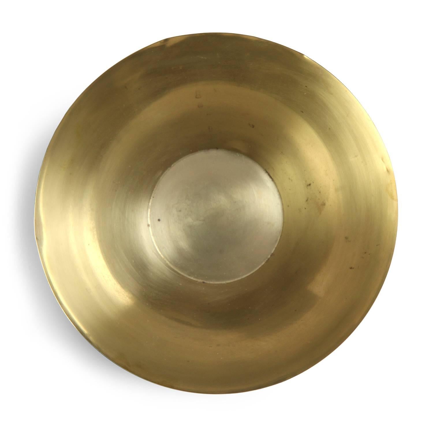 Danish Turned Brass Bowl by Arne Jacobsen for Stelton
