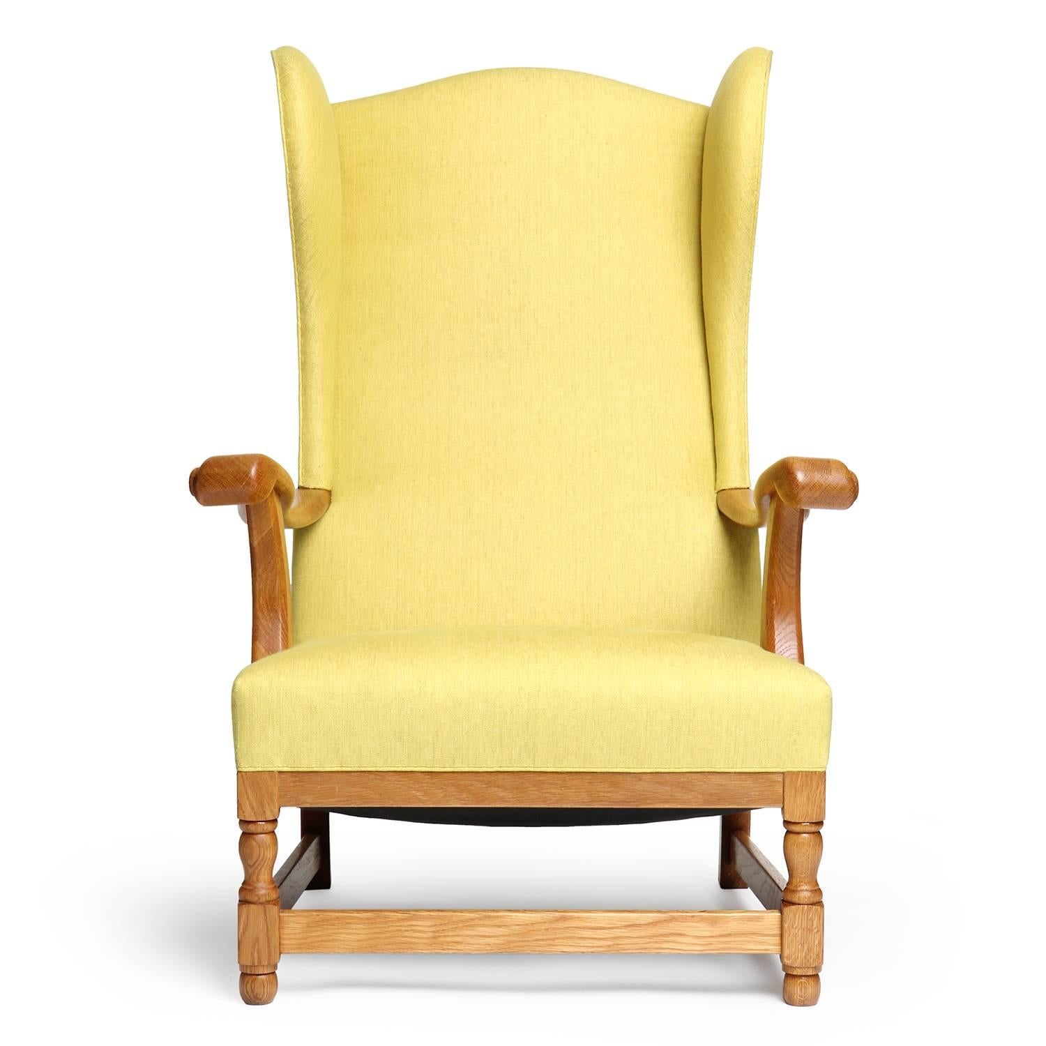Oak 1960s Unattributed Danish Wingback Chair For Sale