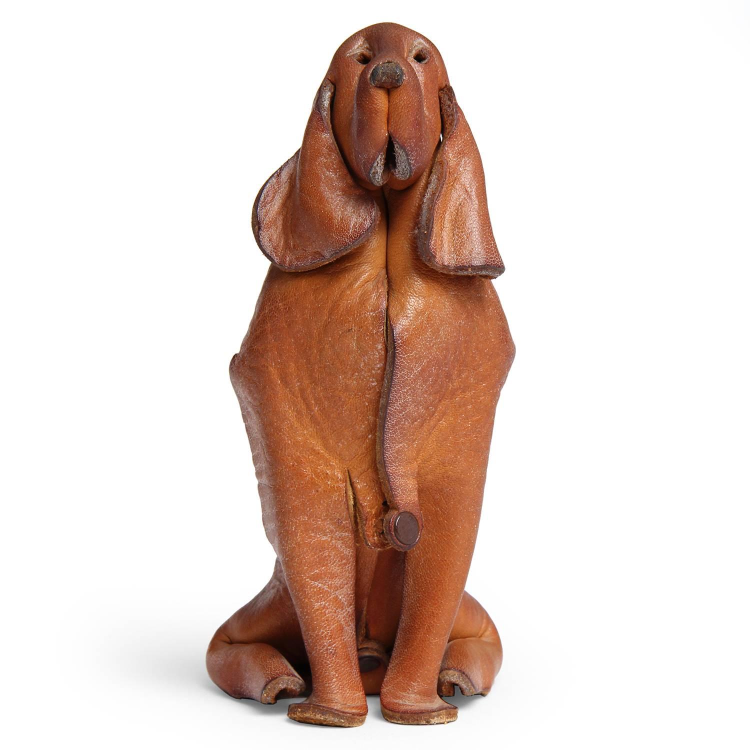 Seated Leather Dog by Deru In Good Condition In Sagaponack, NY
