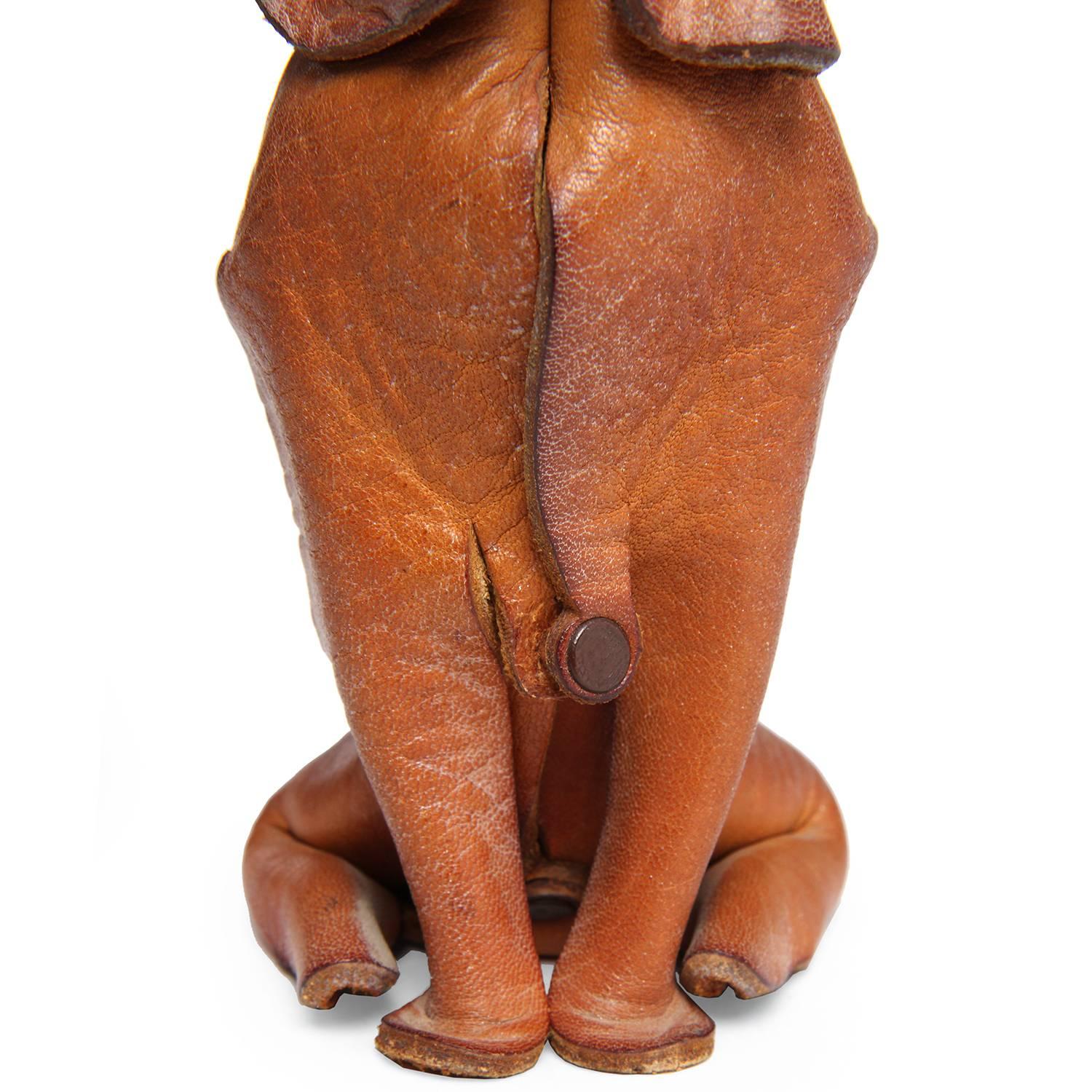 Mid-20th Century Seated Leather Dog by Deru
